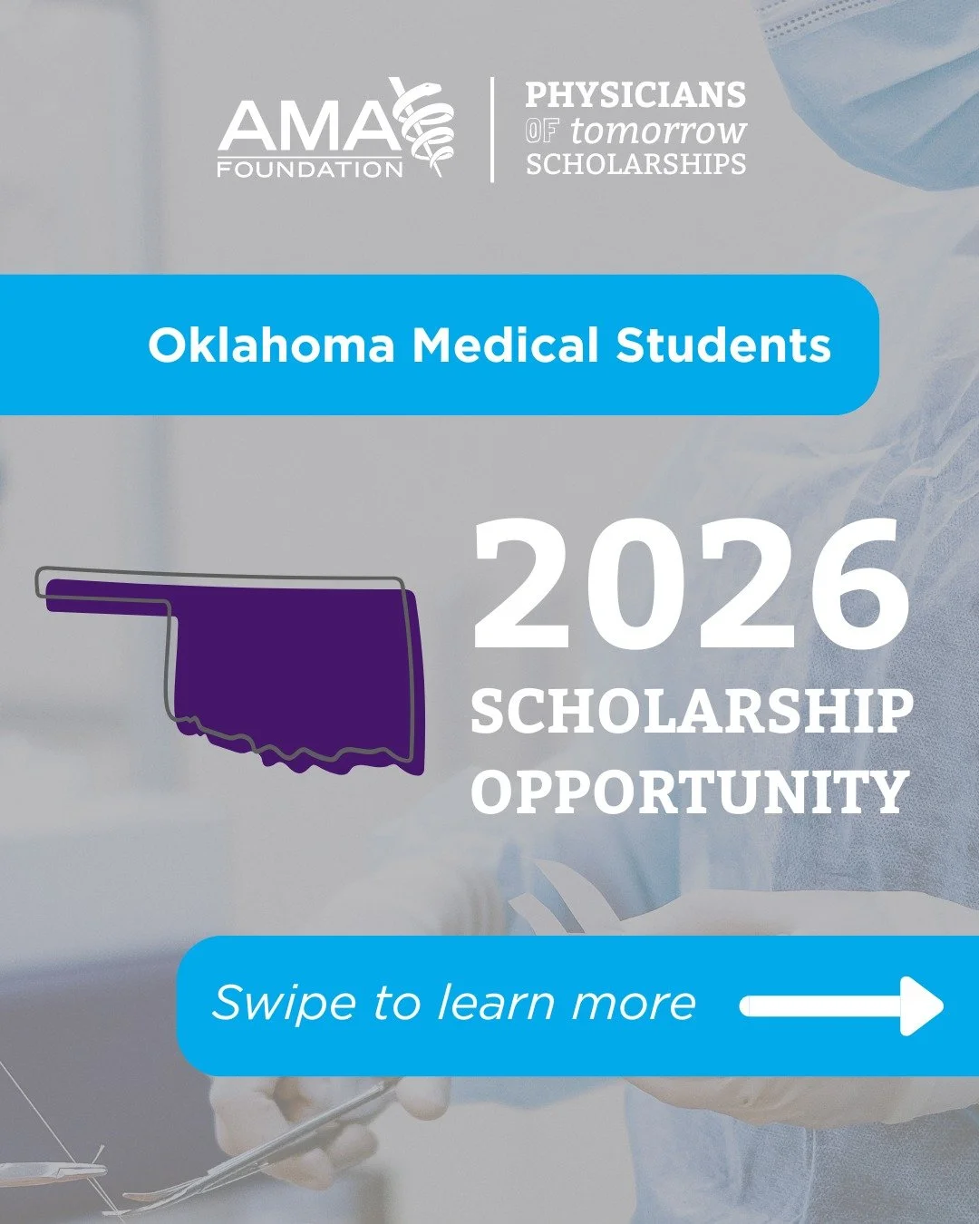 Calling all Oklahoma medical students! 📣

Apply now for the Dr. Lin and Minta Hill Alexander Physicians of Tomorrow Scholarship. 

🗓️ Applications close on February 9, 2026
