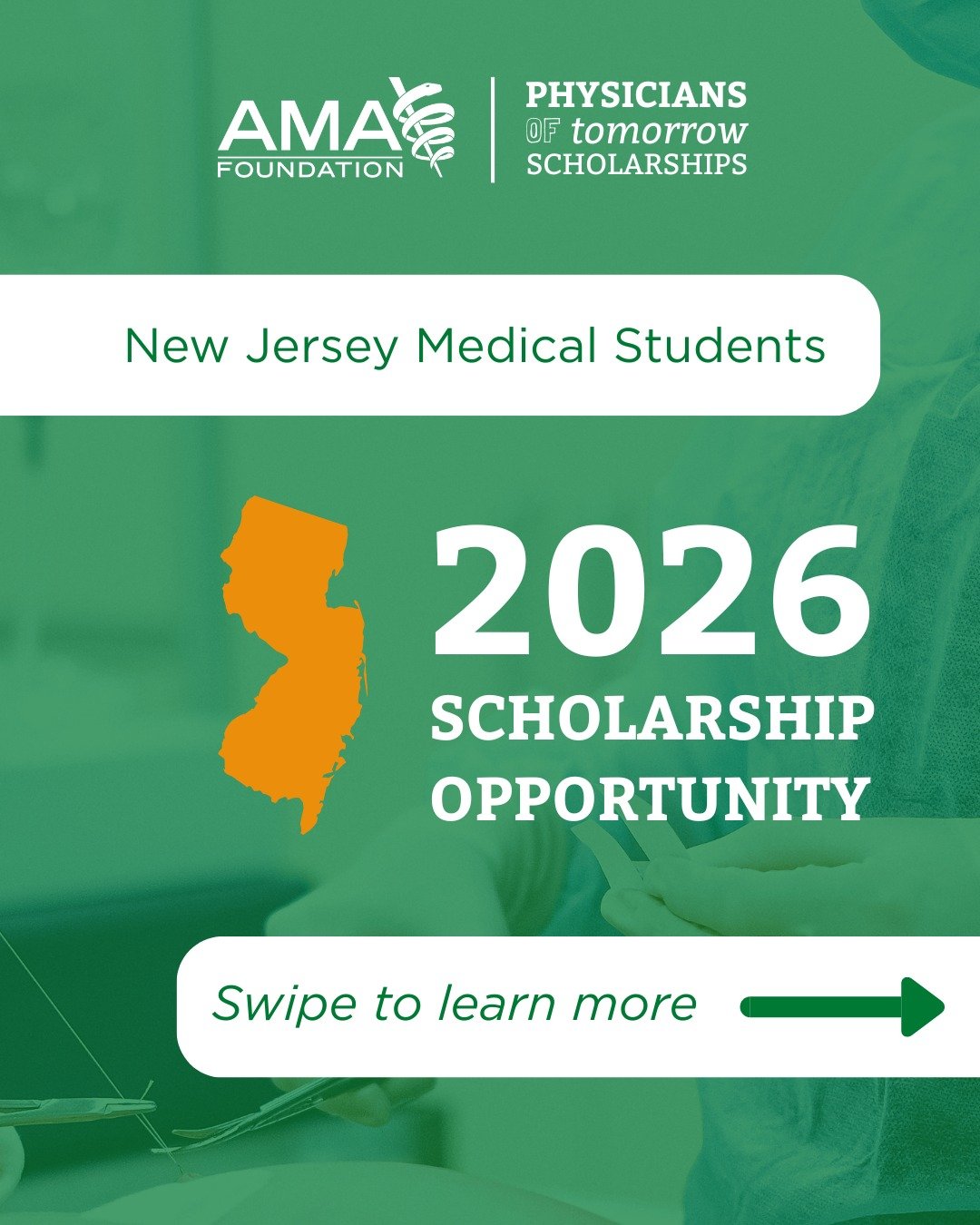 Are you a medical student and New Jersey state resident? Apply today for the Formica-Riggs/New Jersey Physicians of Tomorrow Scholarship. 

🗓️ Applications close on February 9, 2026