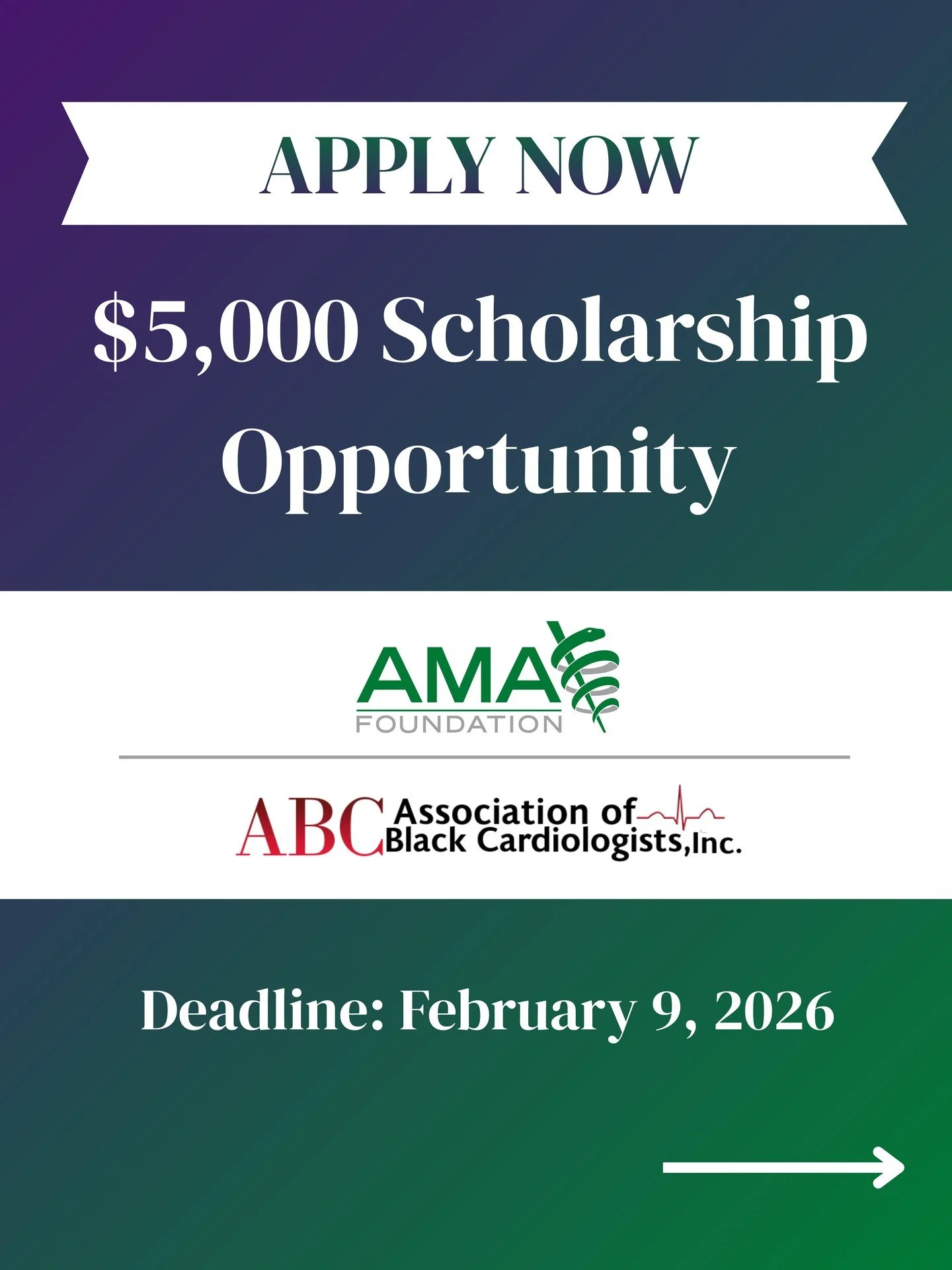 We&rsquo;re proud to partner with the Association of Black Cardiologists to support future leaders in cardiology. Applications are now open for the Dr. Richard Allen Williams &amp; Genita Evangelista Johnson Scholarship, a $5,000 award for African Am