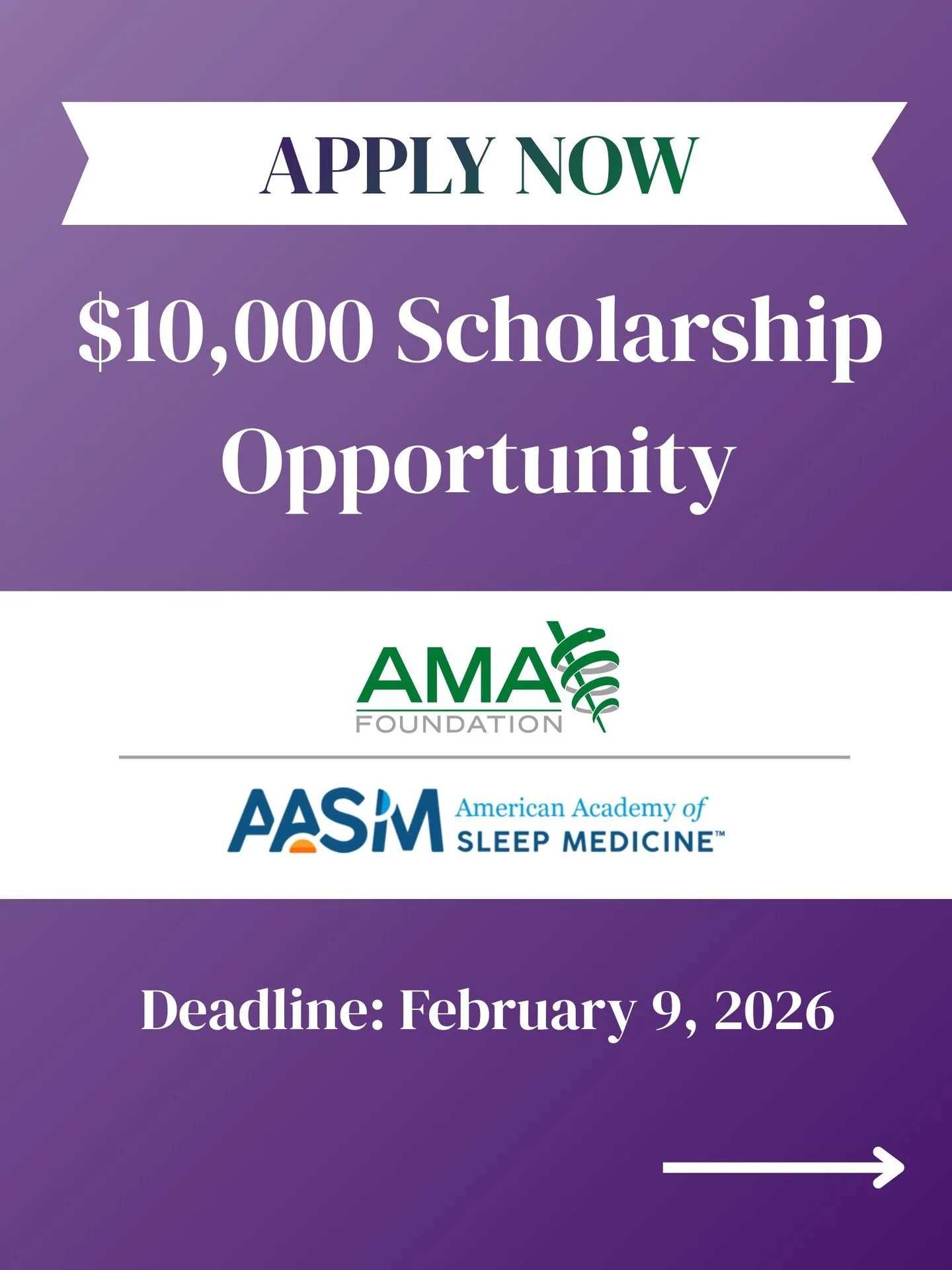 Applications are now open for our Sleep Medicine Physicians of Tomorrow Scholarship!

Medical students interested in pursuing sleep medicine as a subspecialty&mdash;whether in internal medicine, psychiatry, pediatrics, neurology, or related fields&md