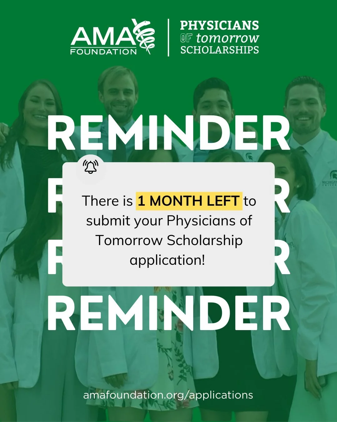 ⏰ Third year medical students have until February 9 to submit their Physicians of Tomorrow Scholarhip application. There&rsquo;s still time to start an application today if you haven&rsquo;t already!