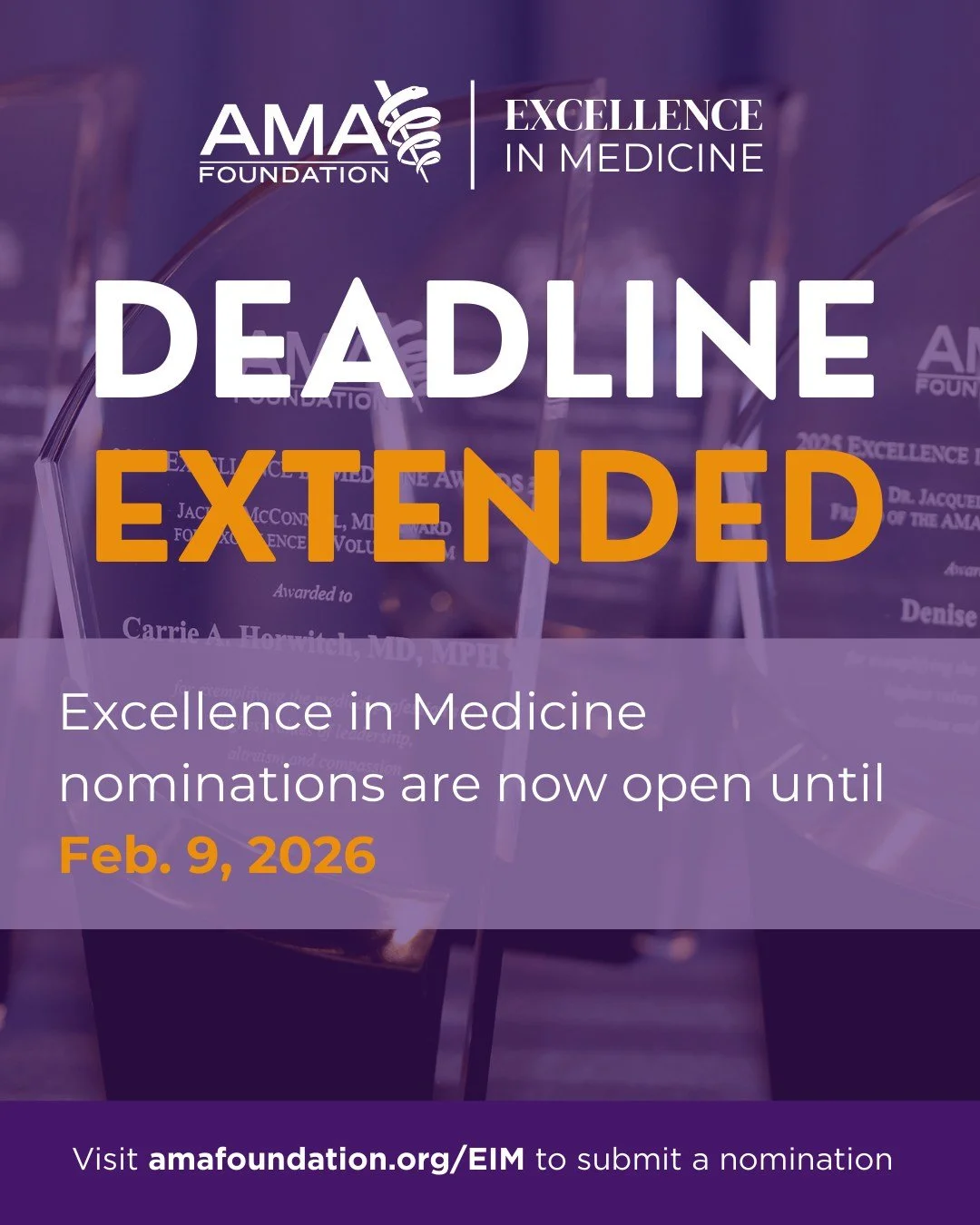 Know a physician or medical advocate making a real difference in their community?

We&rsquo;ve extended the nomination deadline for the Excellence in Medicine Awards to allow more time to recognize outstanding leaders in medicine. Help us celebrate t