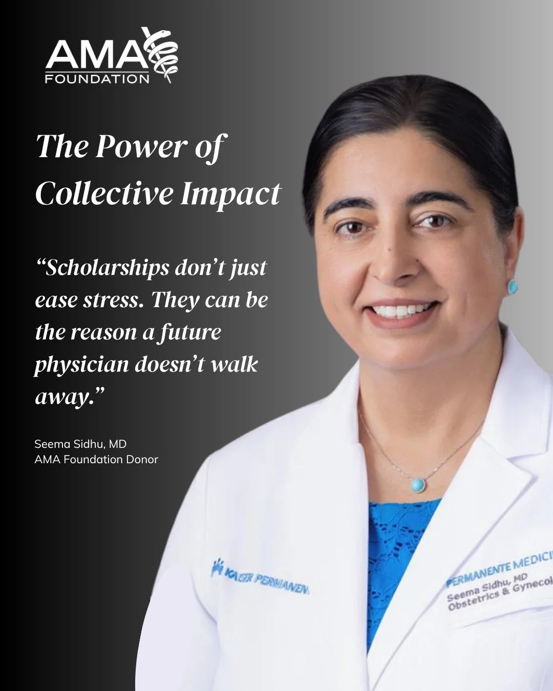 Behind every physician is a network of support, opportunity, and belief.
Dr. Seema Sidhu&rsquo;s story shows how collective impact can rebuild trust in medicine and support the next generation. 

Read her story at the link in bio.