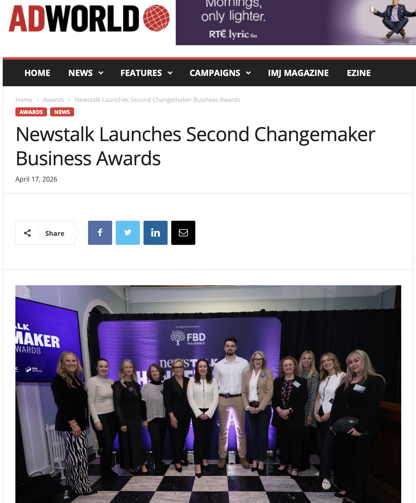 ADWORLD - Newstalk x FBD Changemaker Business Awards 