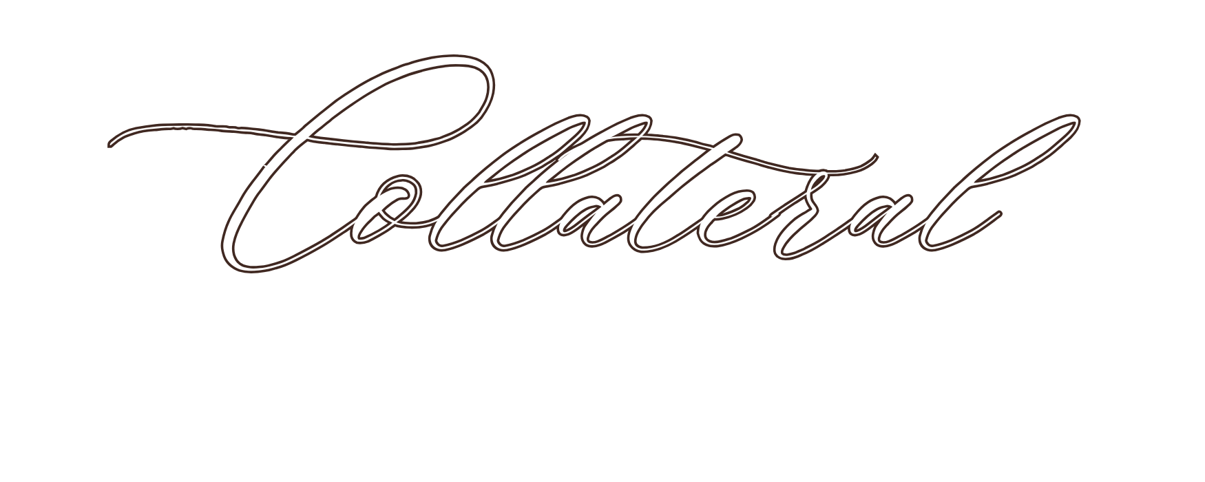 Stylish black background with white and cursive text saying "Colletteral Refresh."