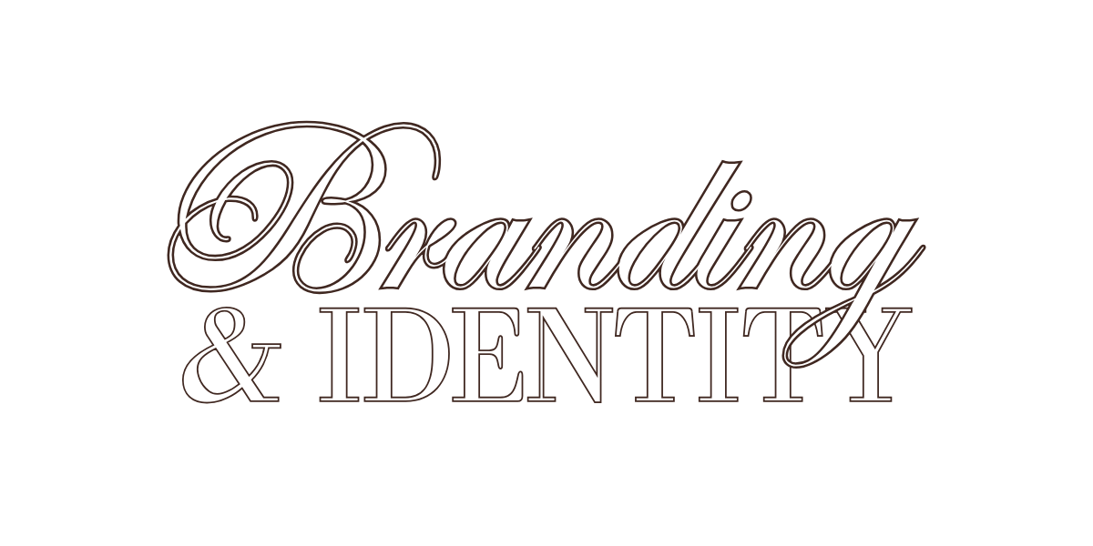 Text reading 'Branding & Identify' on a black background with a white oval outline.