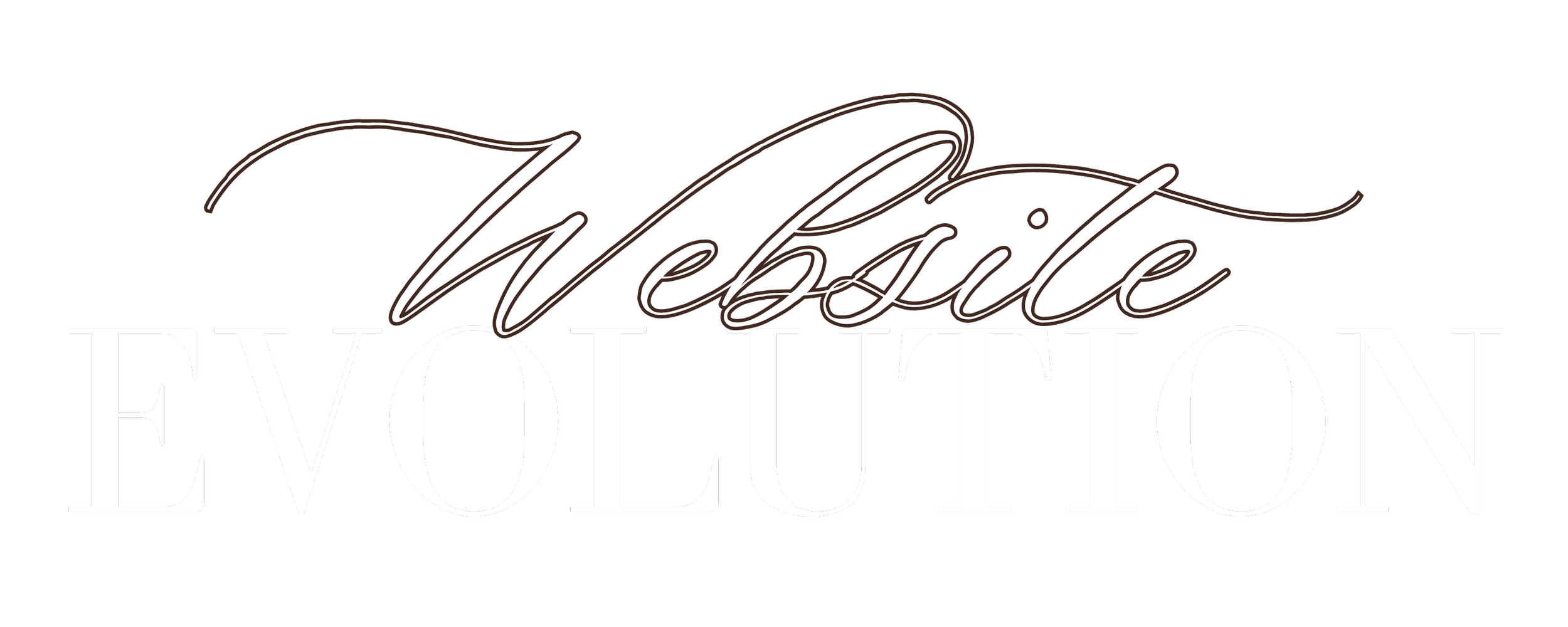 Text saying 'Website EVOLUTION' with 'Website' in cursive and 'EVOLUTION' in uppercase serif font, on a black background.