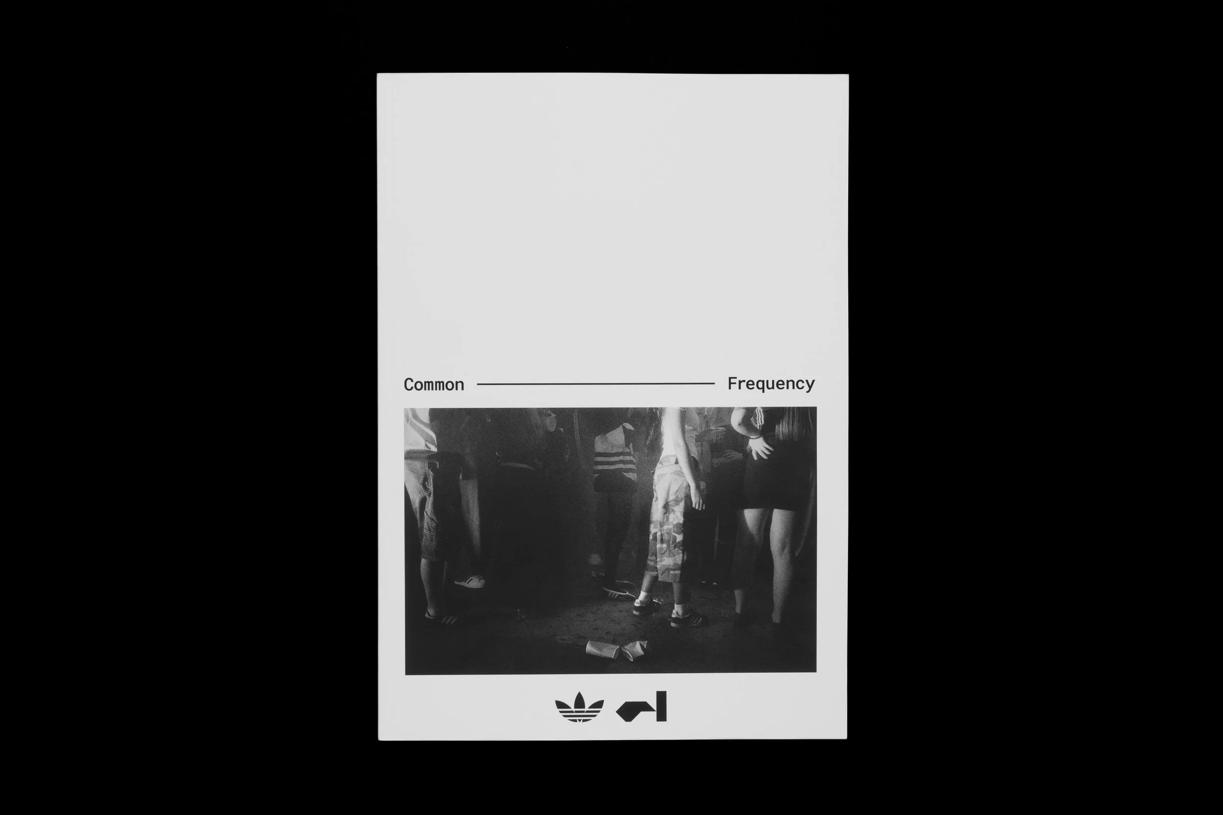 Common Frequency zine cover featuring black-and-white photography, created for adidas Originals Creator Network North with Factory International in Manchester.