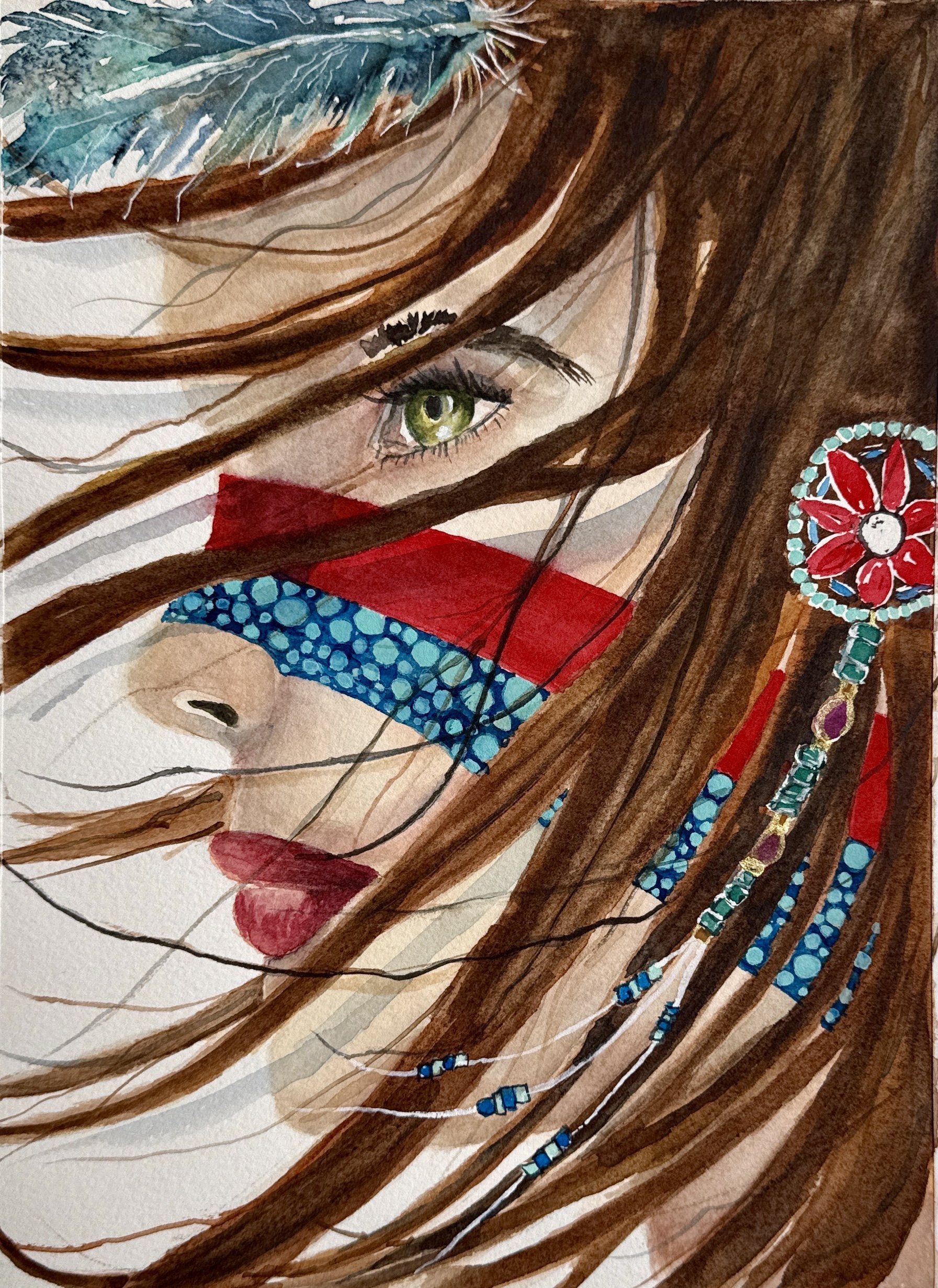 "She Who Walks through Fear"- Watercolour on 140 lb paper-private collection
