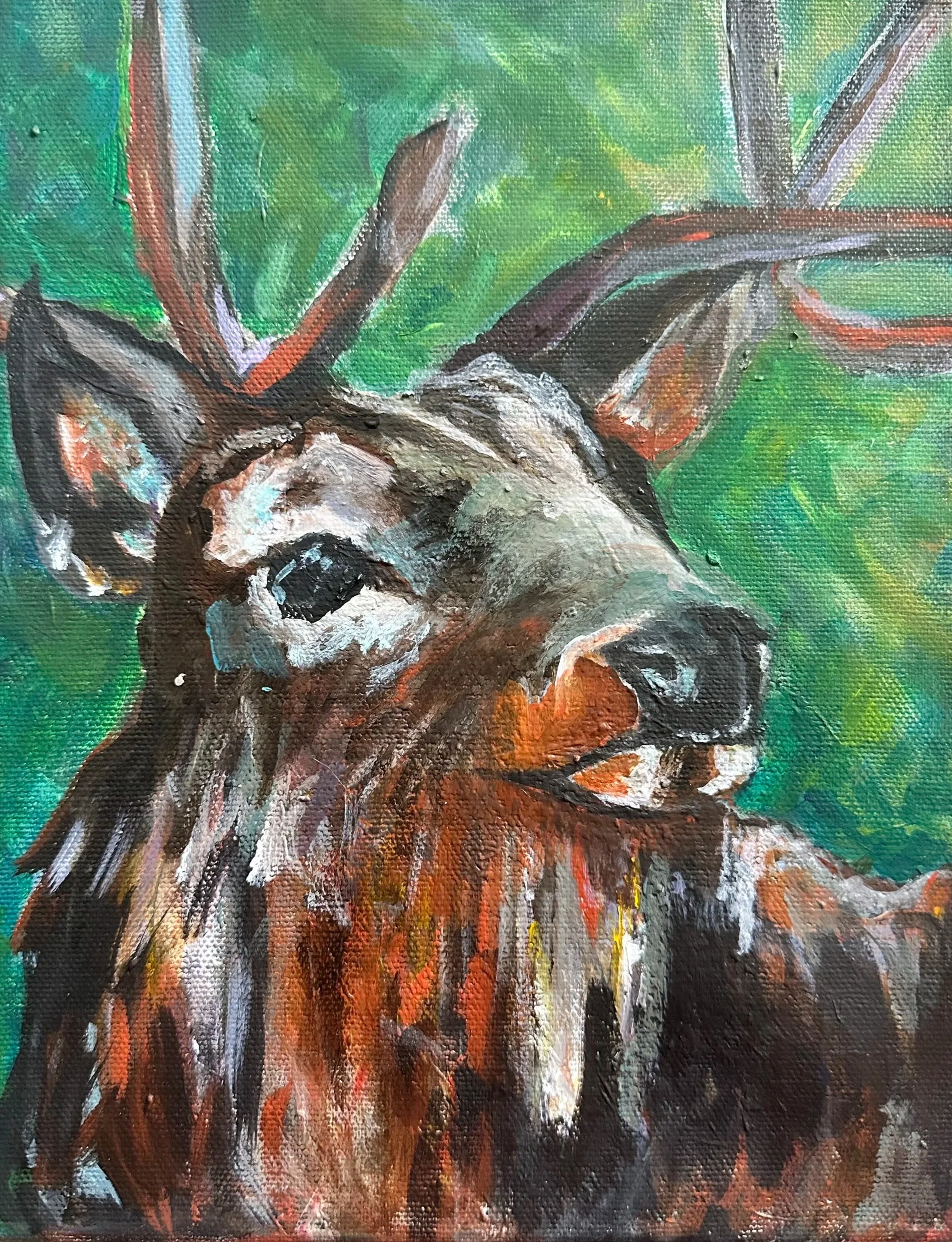 "Deer Profile": Acrylic on Canvas-Sold