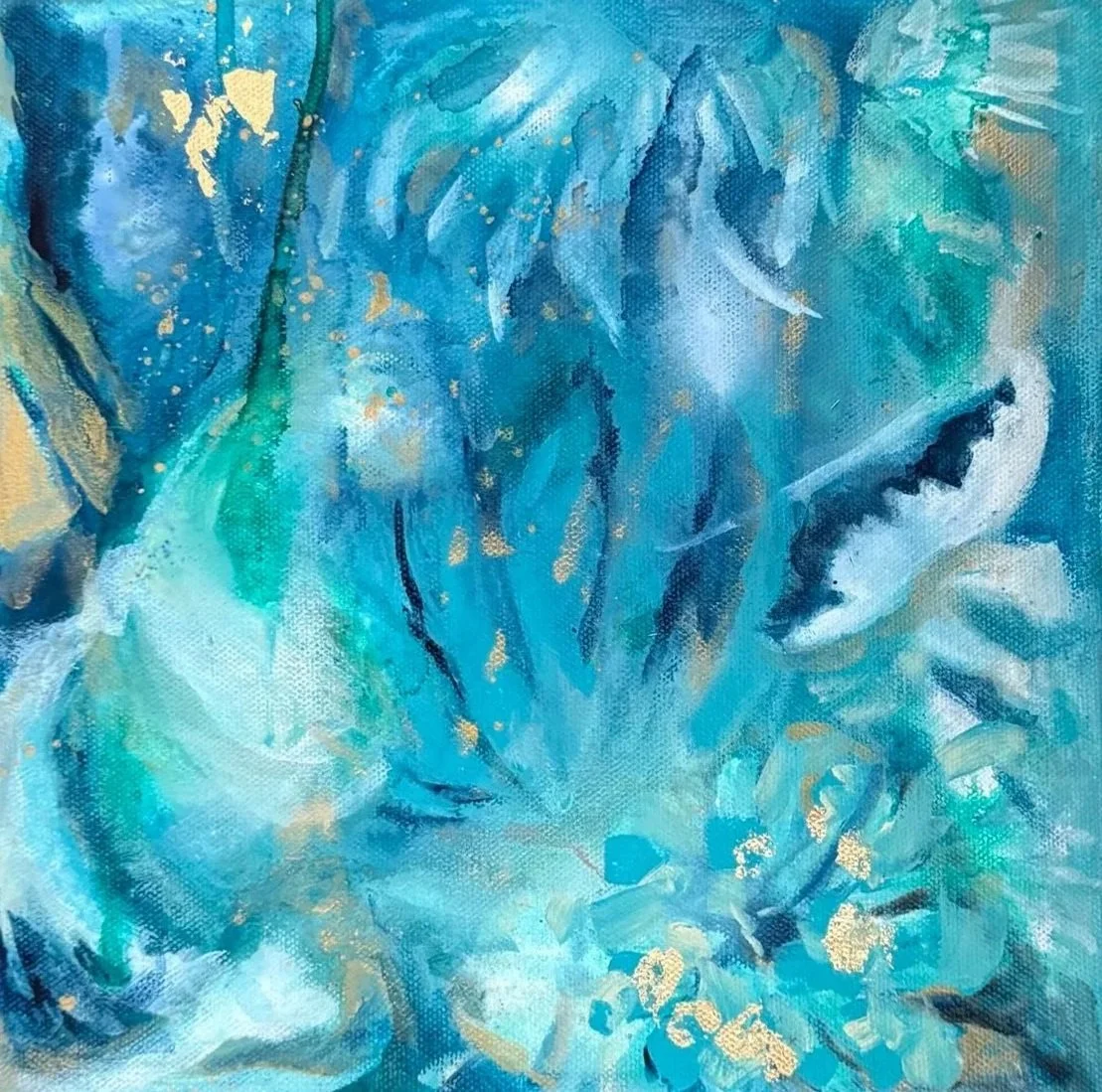 "Where the Water Blooms: Mixed Media on Canvas- available