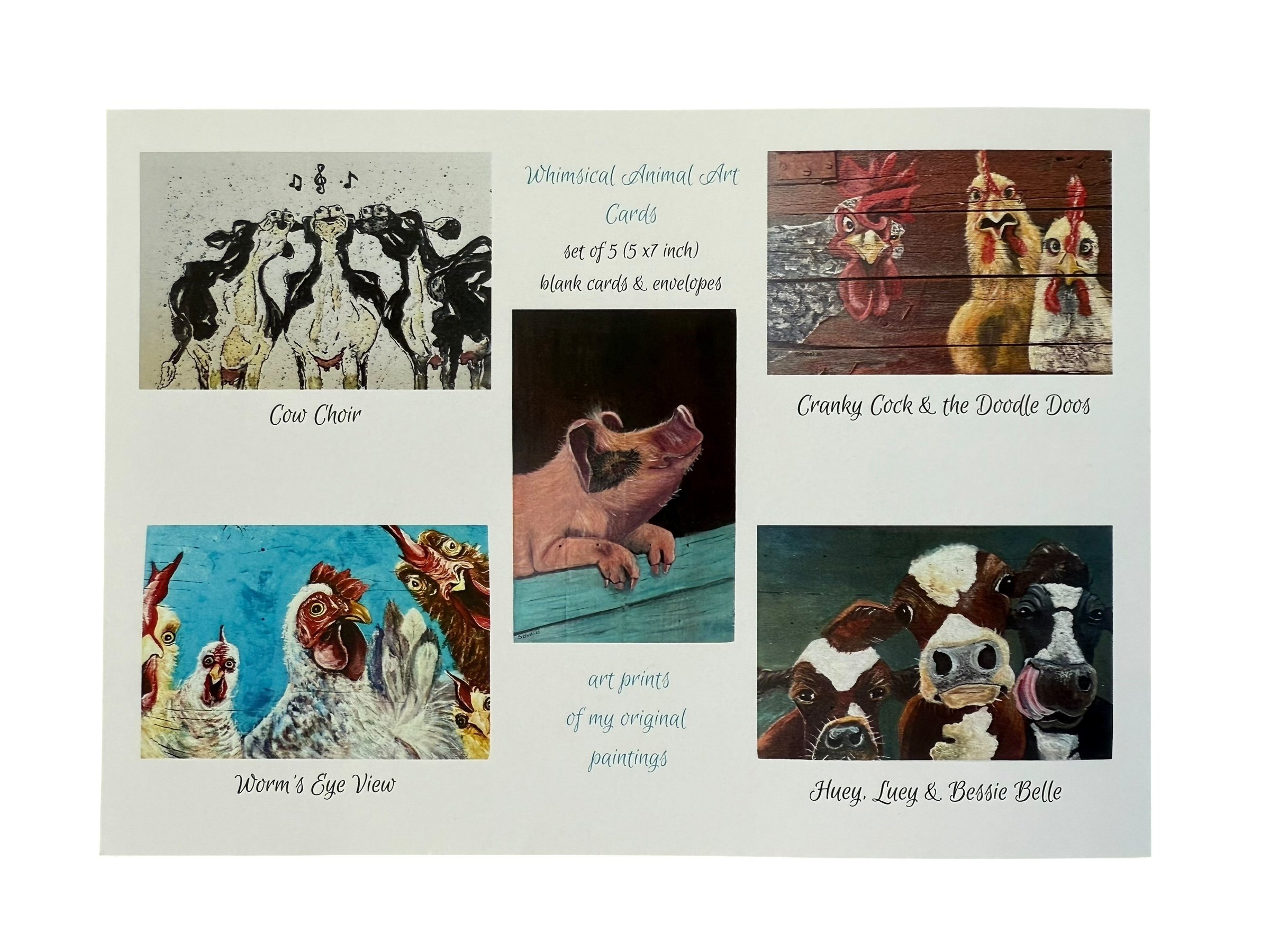 Whimsical Animal Art Card Set