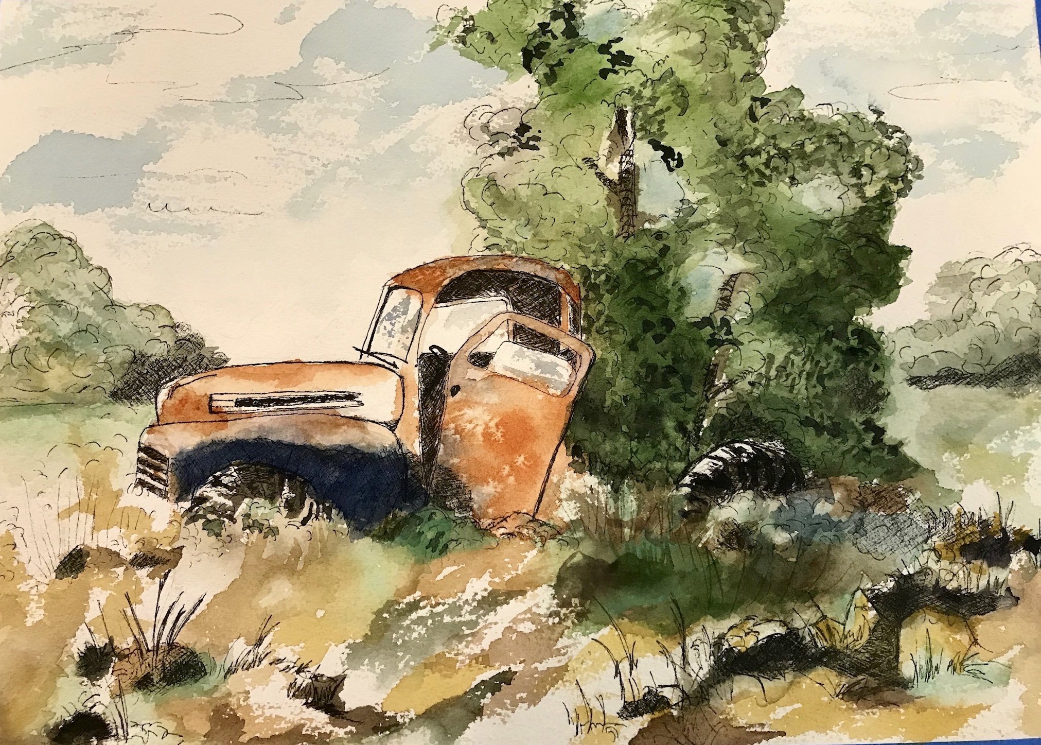 "Permanently Parked"- Watercolour on 140 CP Paper- SOLD