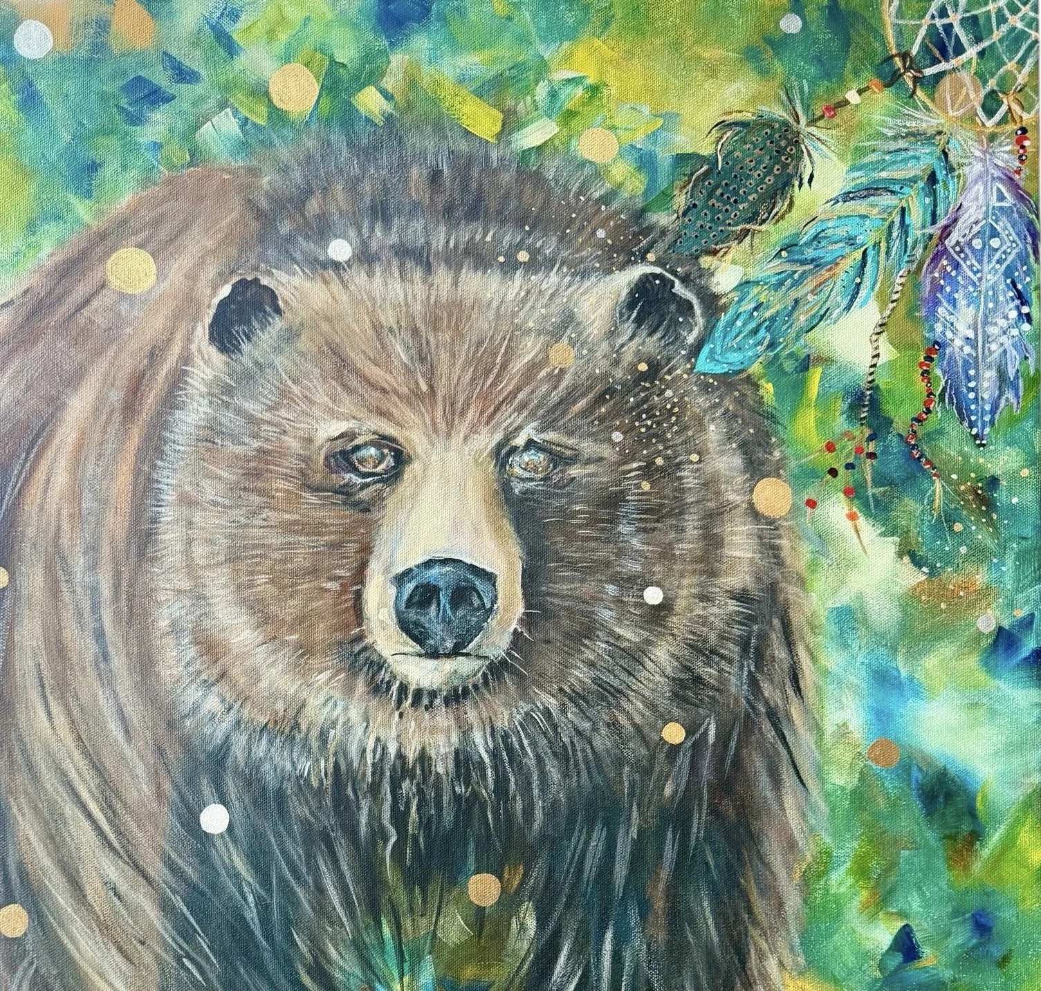 "Sacred Maskwa": Acrylic on Canvas- available