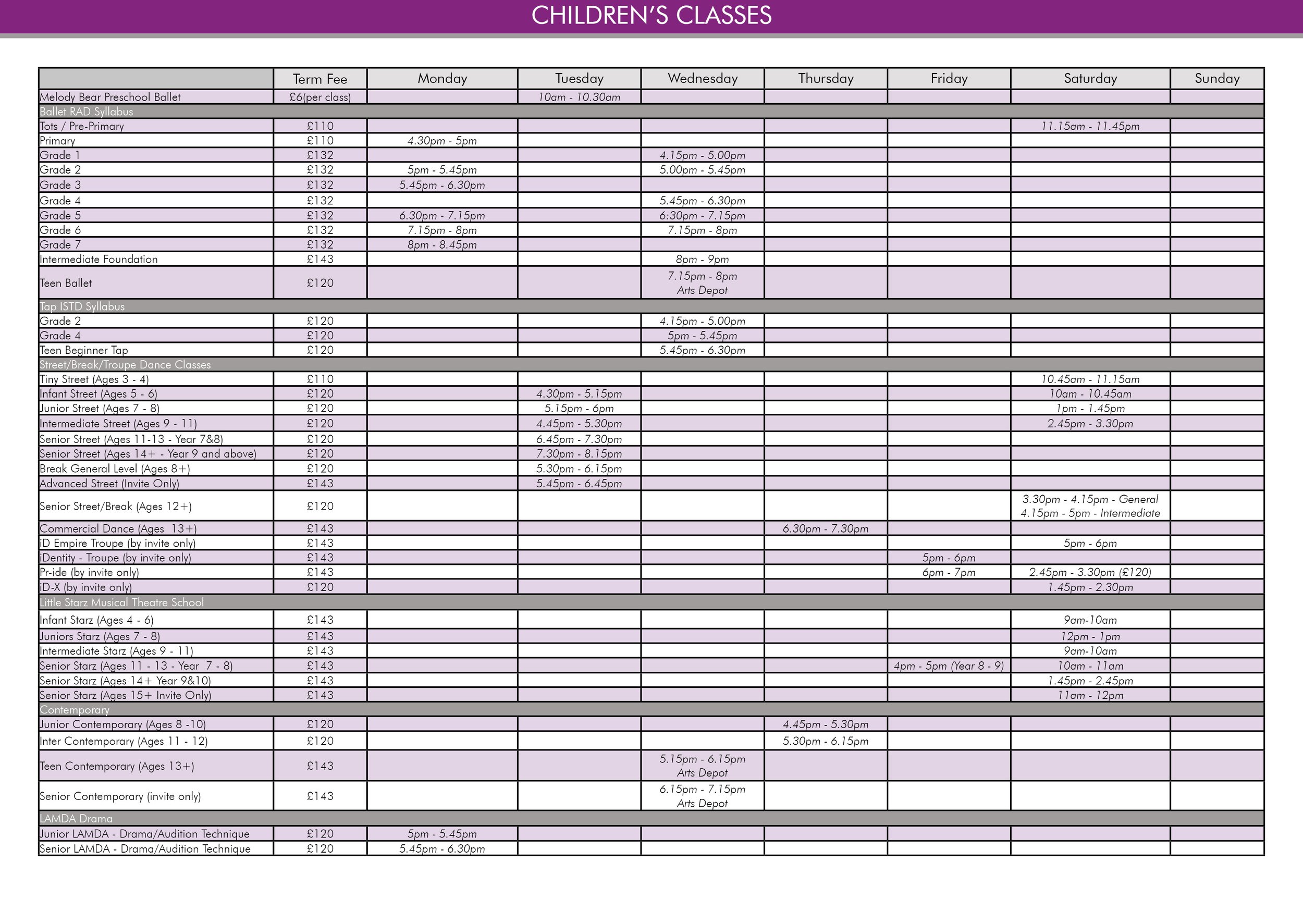 Spring 2026 Timetable
