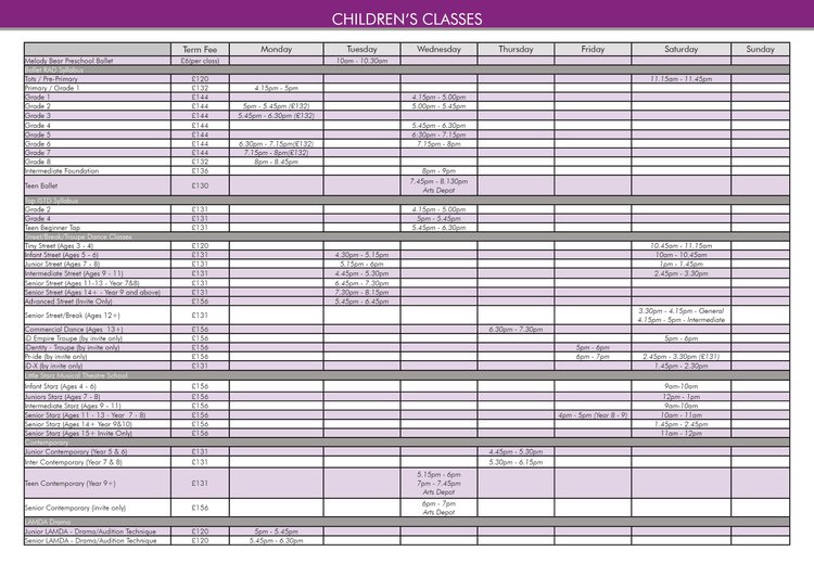 Summer Timetable 2026