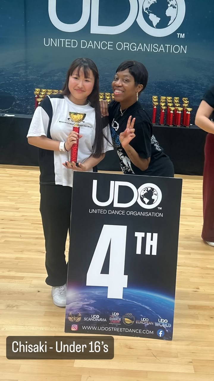 Chisaki Receiving Trophy โ 4th place in Under 18 at UDO Greater London 2025