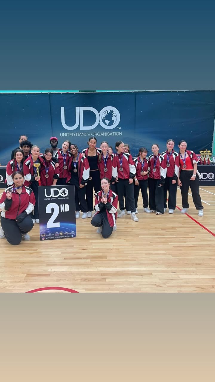 iDentity group trophy shot โ 2nd place in Under 16 Advanced at UDO Greater London 2025