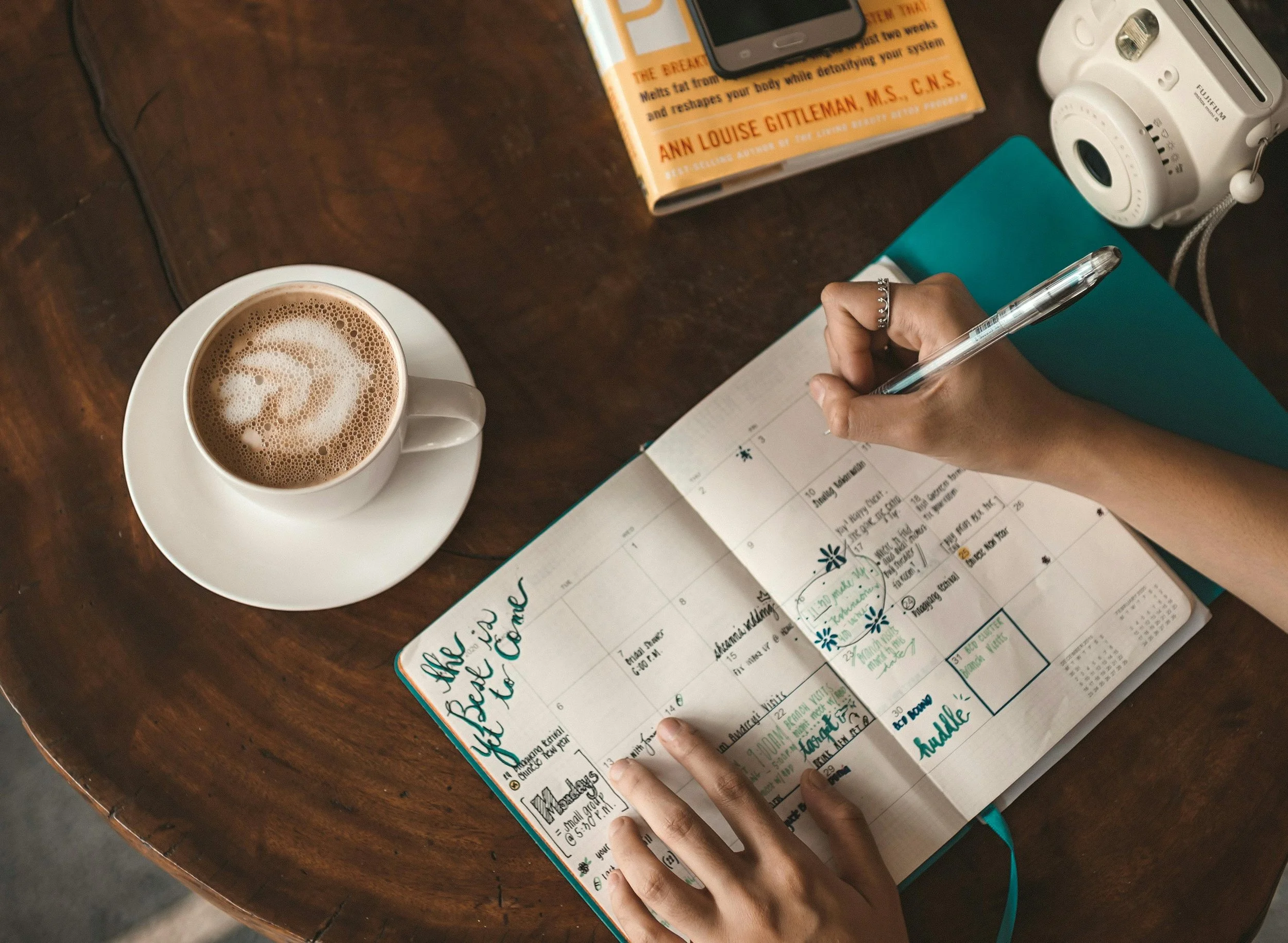 Busy planner and coffee