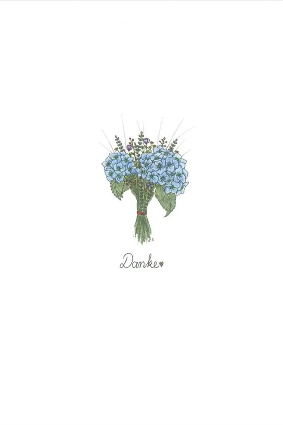 Danke - Grußkarte blaue Hortensie