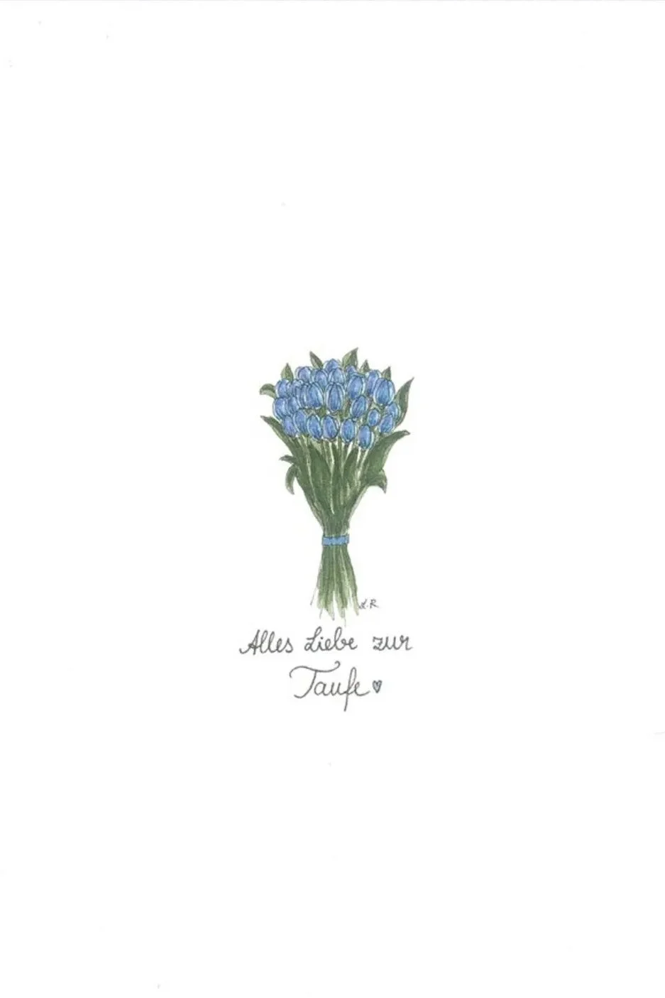 Alles Liebe zur Taufe - Grußkarte blaue Tulpen