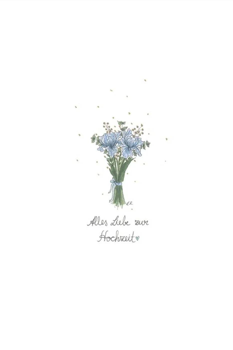 Alles Liebe zur Hochzeit - Grußkarte blau/gold