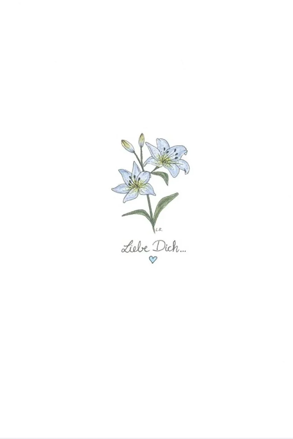 Liebe Dich - Grußkarte blaue Inkalilie