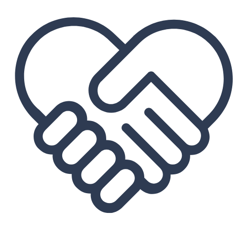 Outline of two hands forming a heart shape.