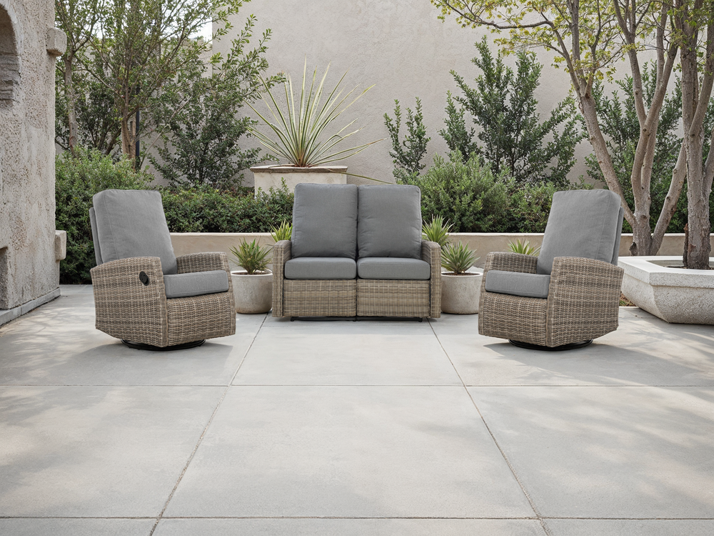 Keywest 4-seat Patio Wicker Reclining Loveseat Conversation Set