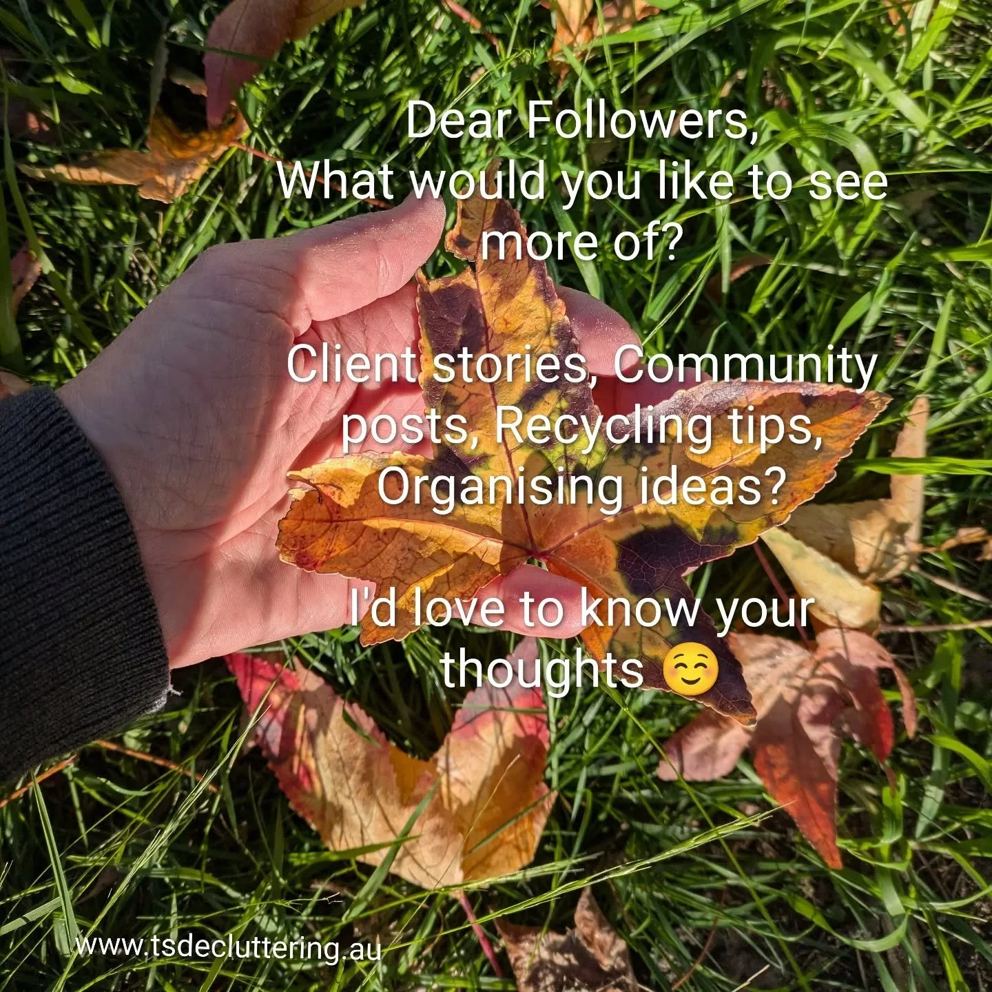 Dear Thoughtful Spaces Decluttering followers,

I have been pondering this question for quite some time - and that is what would you like to see more of?

Would you like more client stories (within reason as all my clients are covered by confidential
