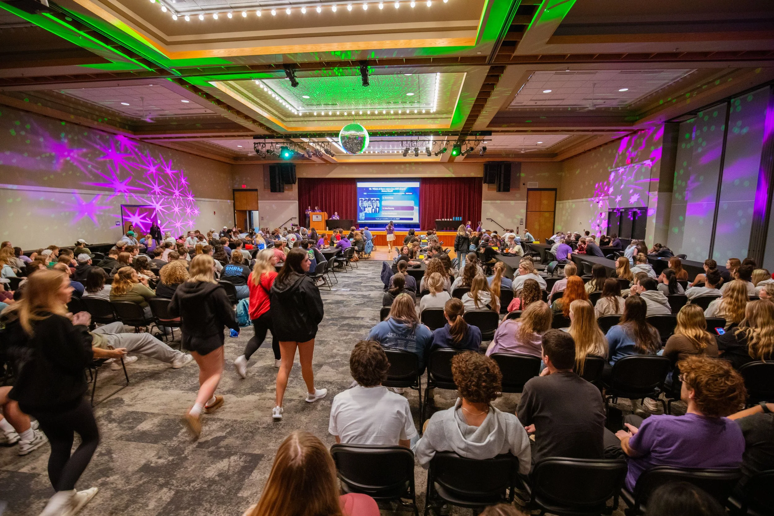 Inside UWW's University Center's Hamilton Room Nov. 2024. Students from many different student organizations gather to compete and watch in the annual Homecoming Bingo Night.
