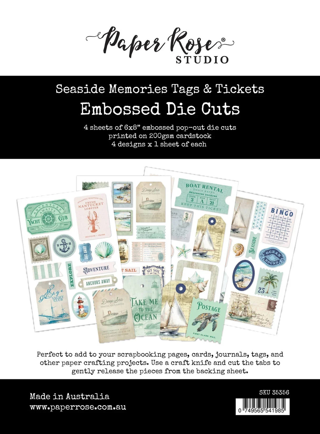 Paper Rose Seaside Memories Embossed Die Cuts-- Tags & Tickets