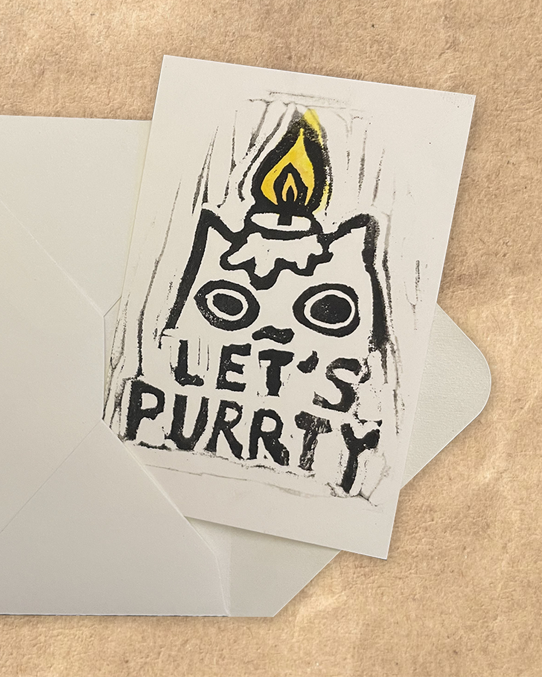 Mini Greeting card- Let's Purrty