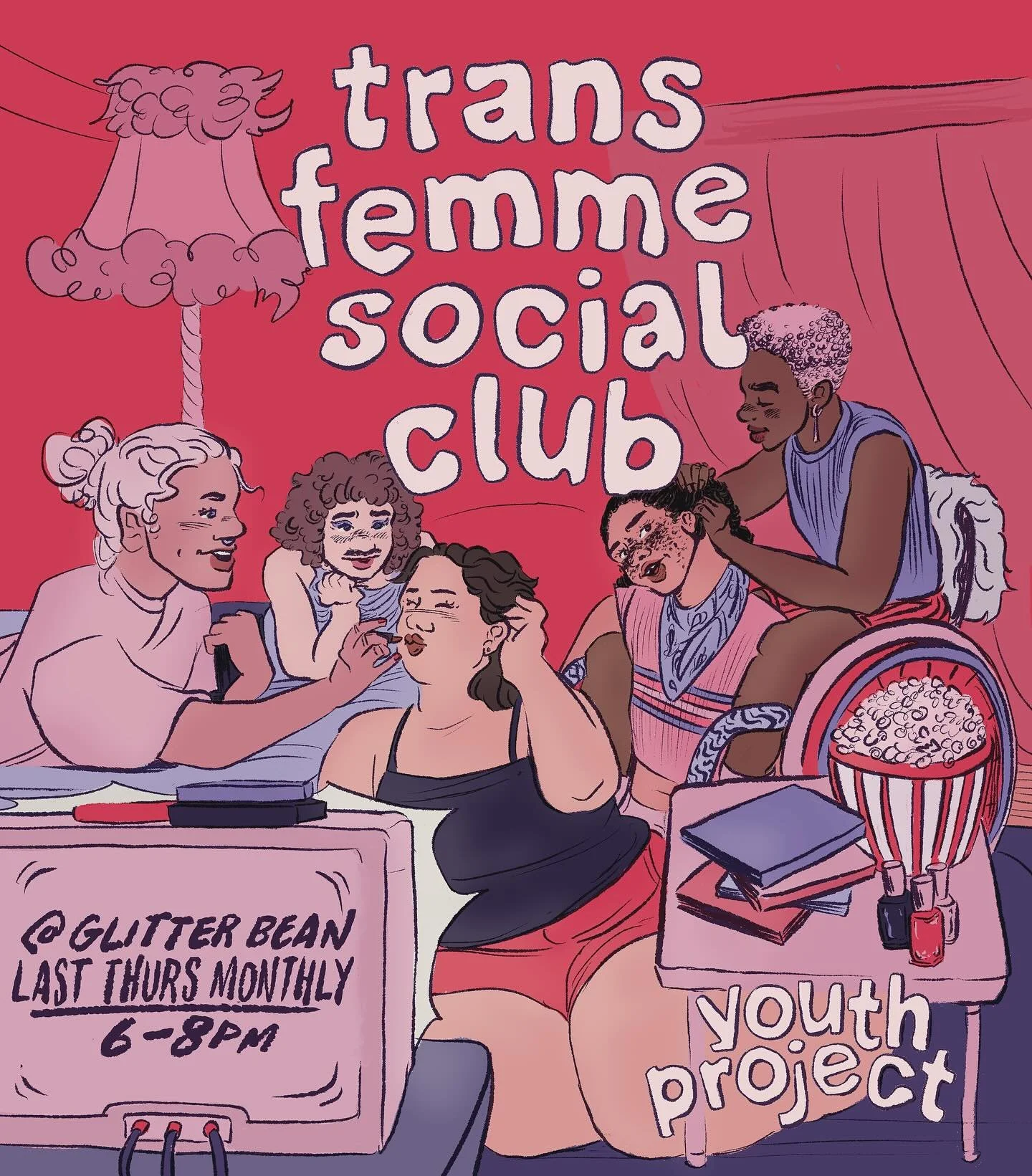 🖤Join us at this month&rsquo;s Trans Femme Social Club!🖤
🌙 Thursday, October 30th from 6&ndash;8pm
🌙 @ Glitter Bean Cafe [5896 Spring Garden Rd]
🌙 For trans women &amp; trans-feminine folks ages 18&ndash;30!

The Youth Project is excited to anno