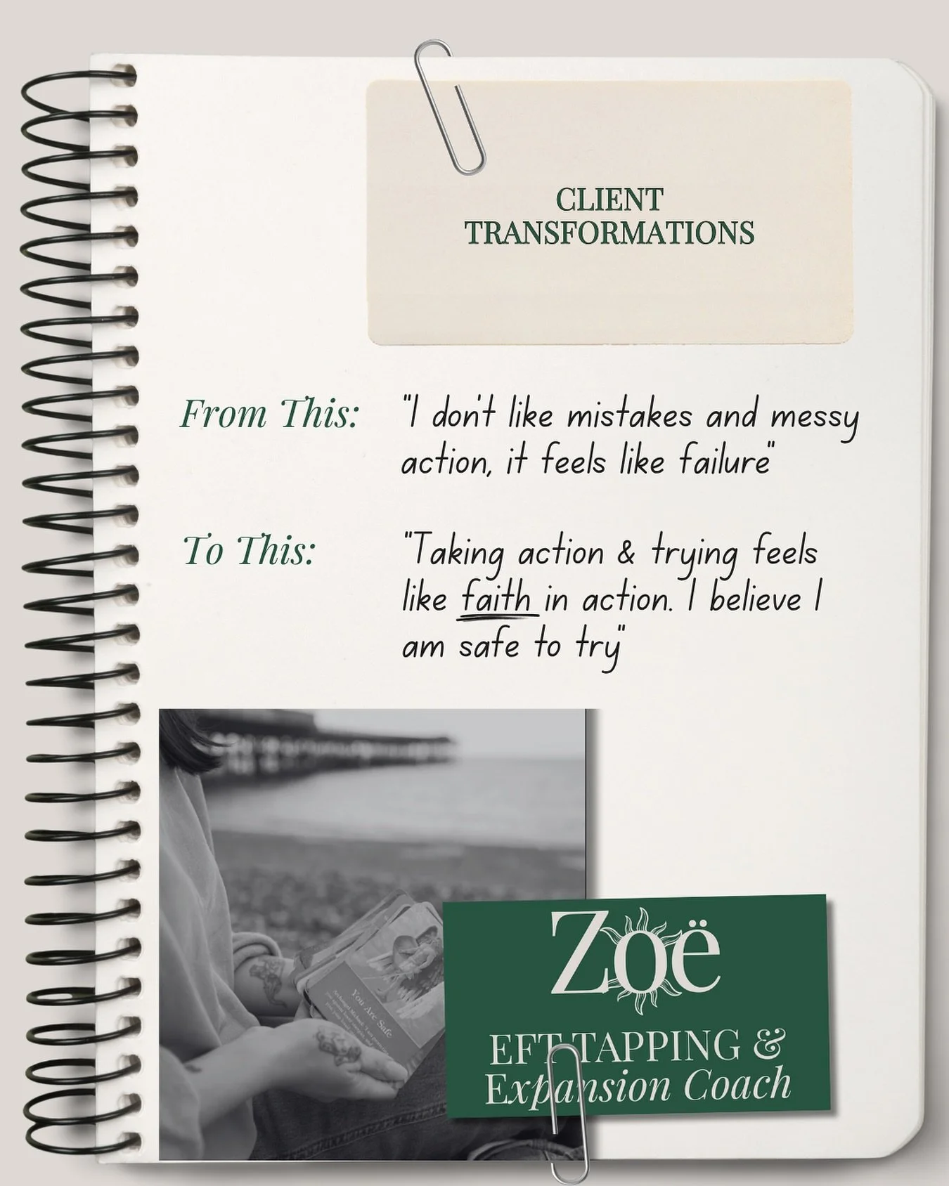 Emotional Freedom Technique releases blocks and beliefs your body is storing.

That means on the other side of tapping, you can reframe and start your path with more ease. 

With me, you collapse time. I follow intuitive nudges while hearing you out,