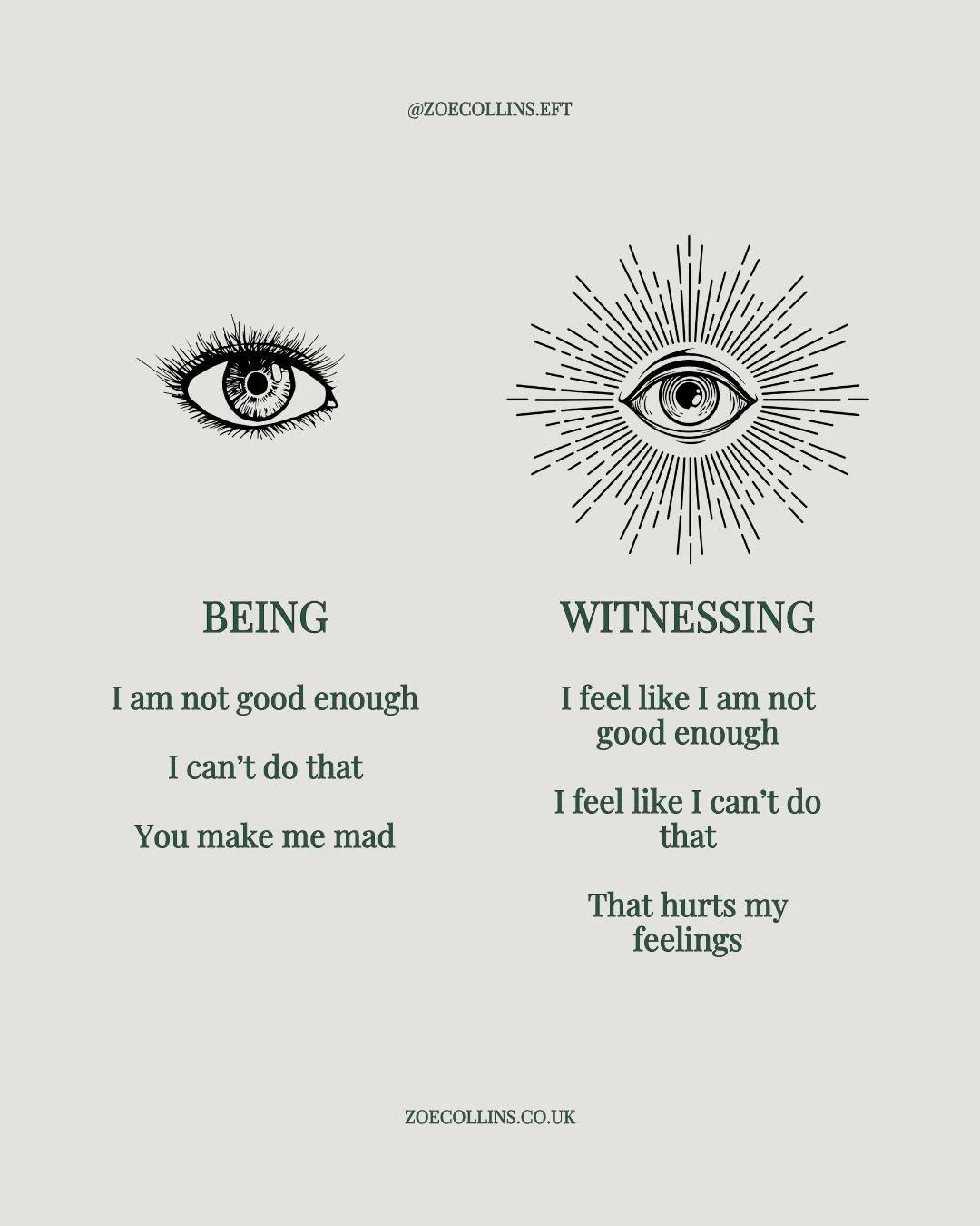 When we tap we don't override what your inner critic is saying, on the contrary we give them the mic for a moment. 

I want to hear what's going on inside and they want to be heard. So how do we do this safely without anchoring in a belief? You becom