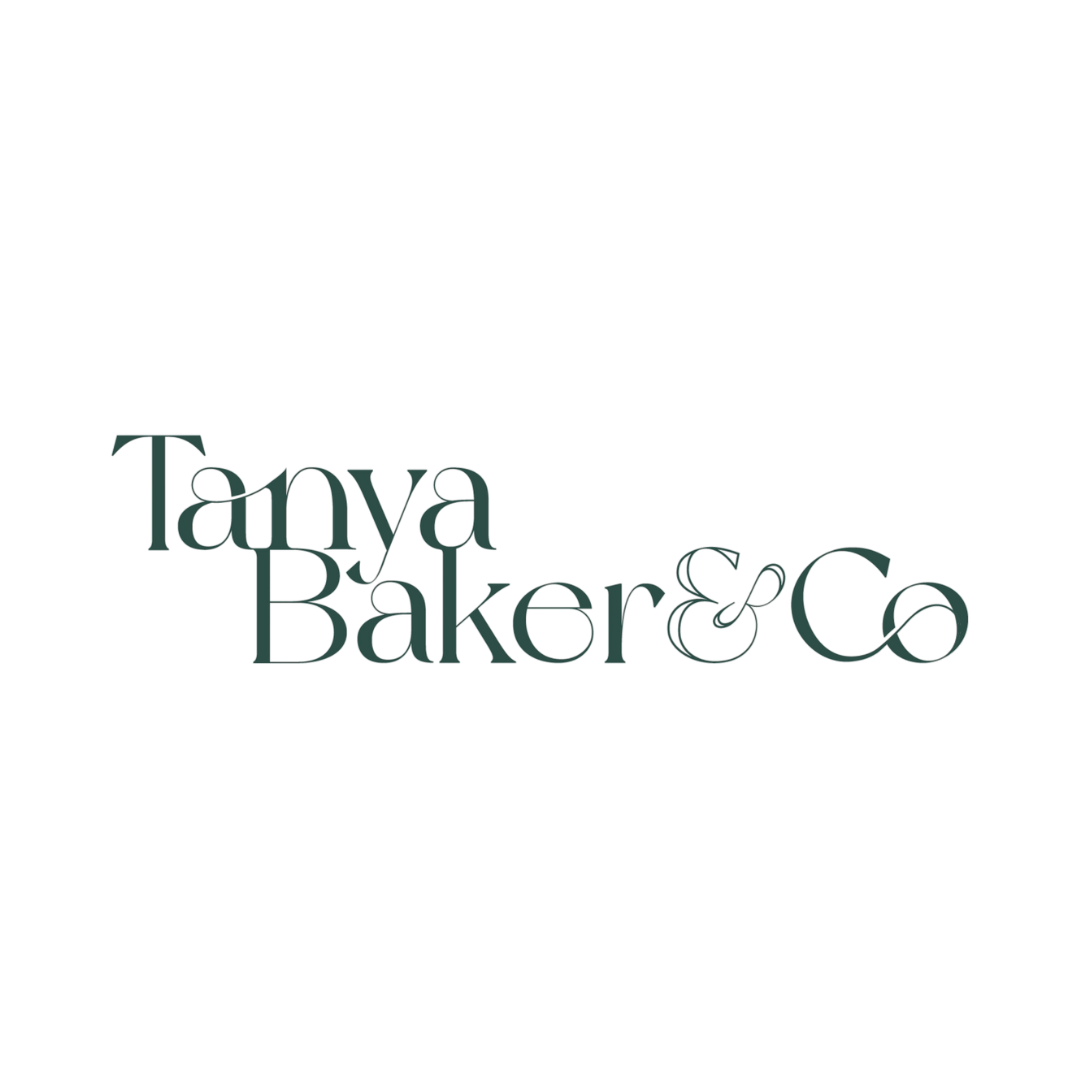 Tanya Baker & Co logo in dark green text