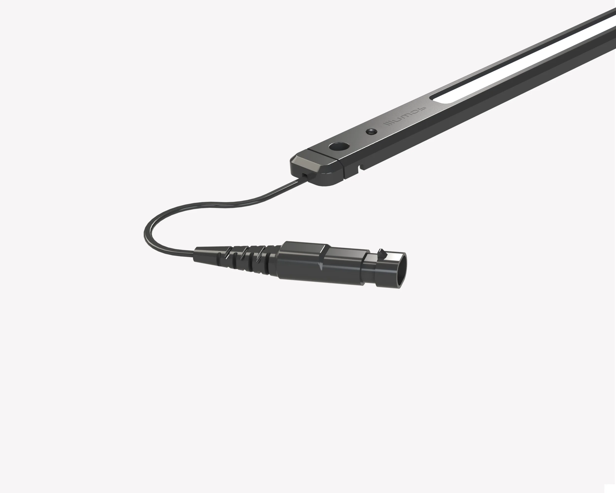 Example of Kyrod with Superseal connector cable option in black made by illumos Ltd.