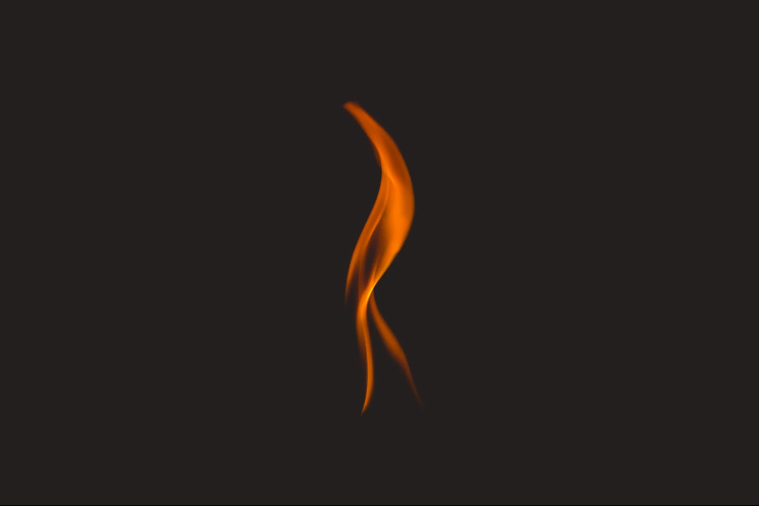 Single orange flame on a black background