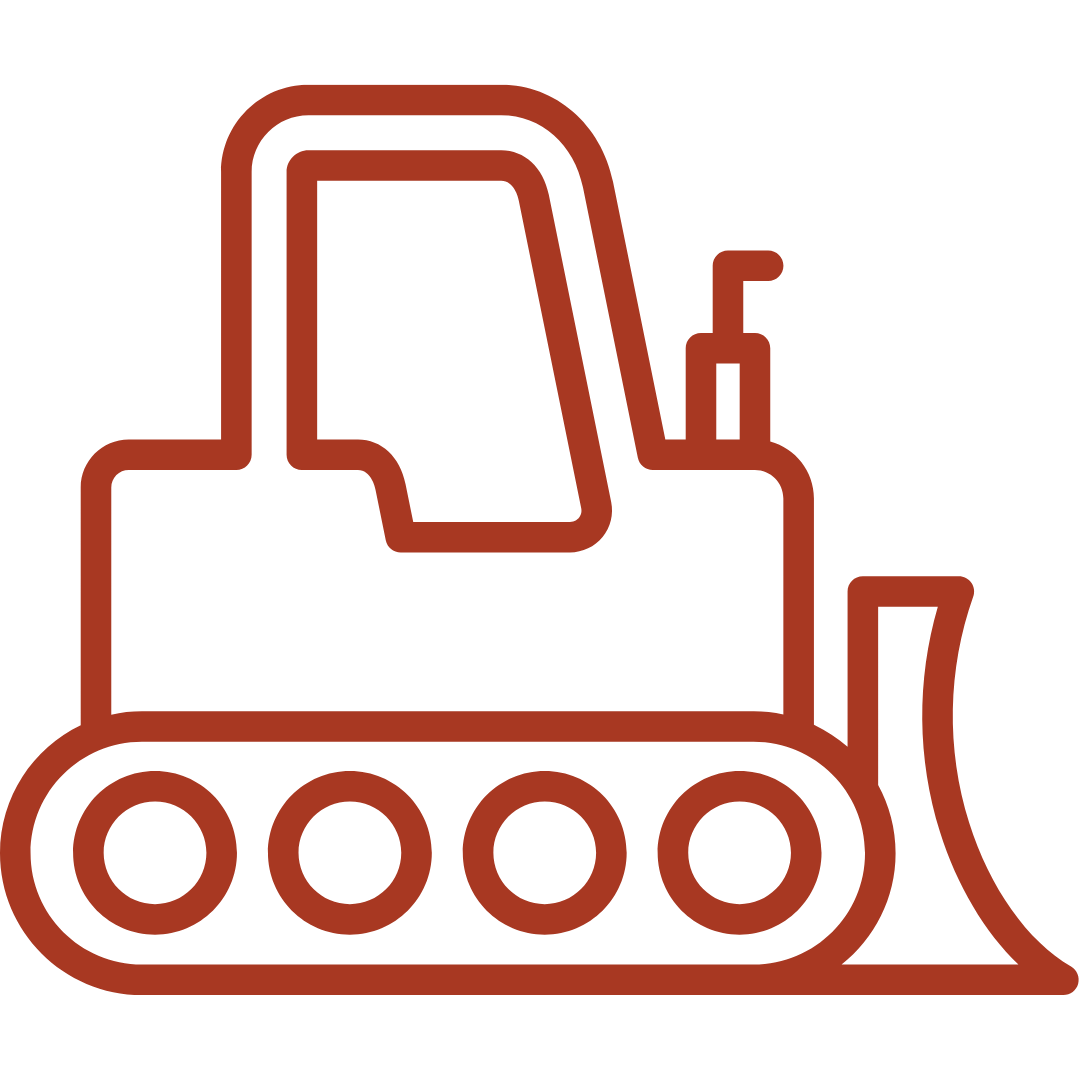 Outline icon of a bulldozer