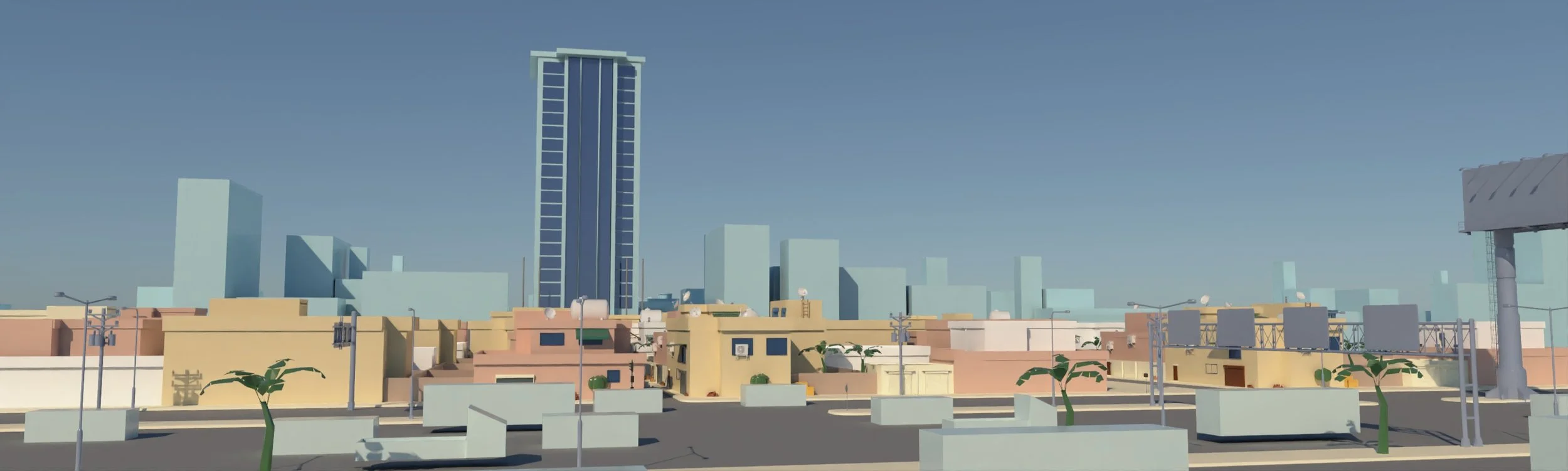 Besides planning for the obstacles, we had to also design the city skylines