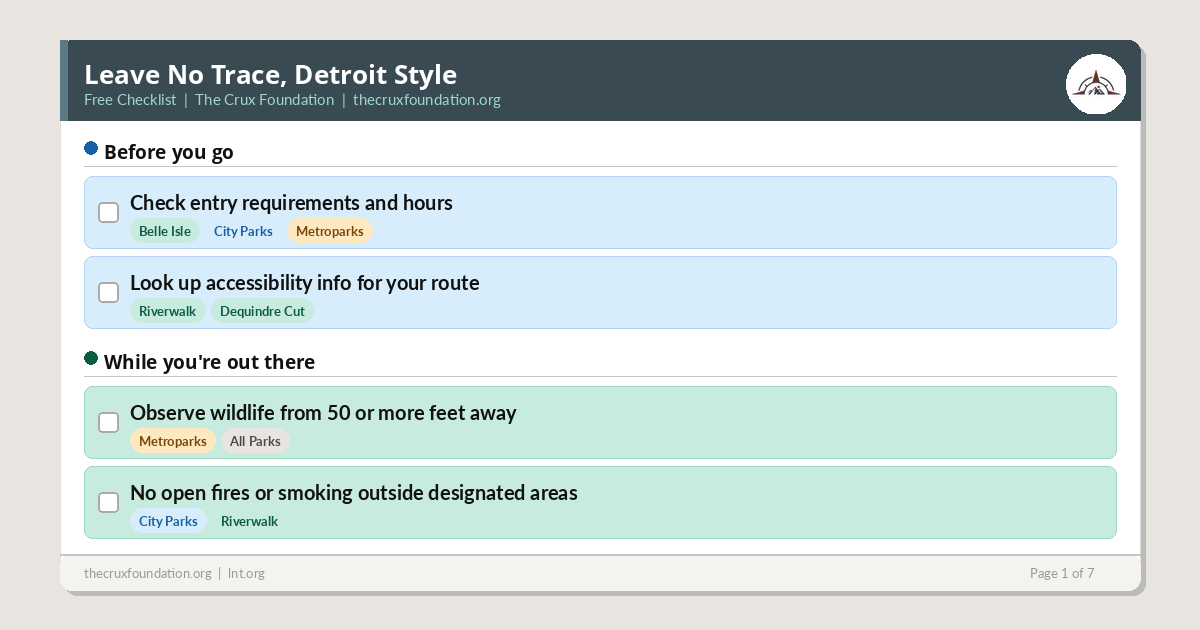 Leave No Trace, Detroit Style: Free Checklist