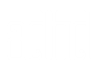 Black background with white stylized text that reads 'adhd'