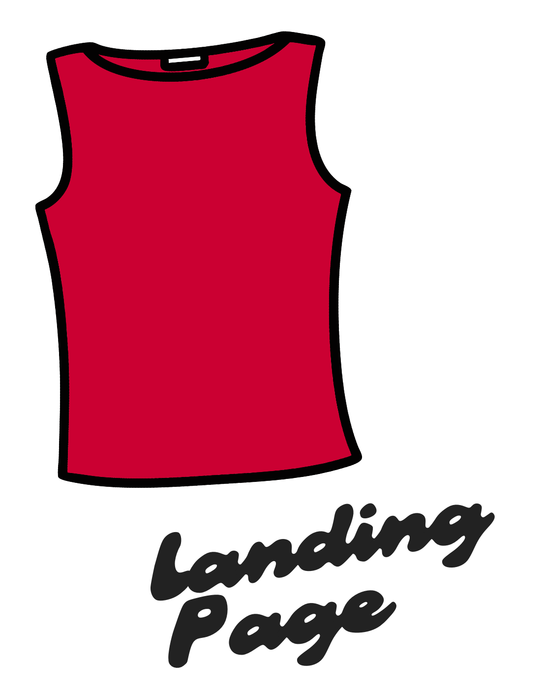 Cartoon illustration of a red sleeveless tank top.