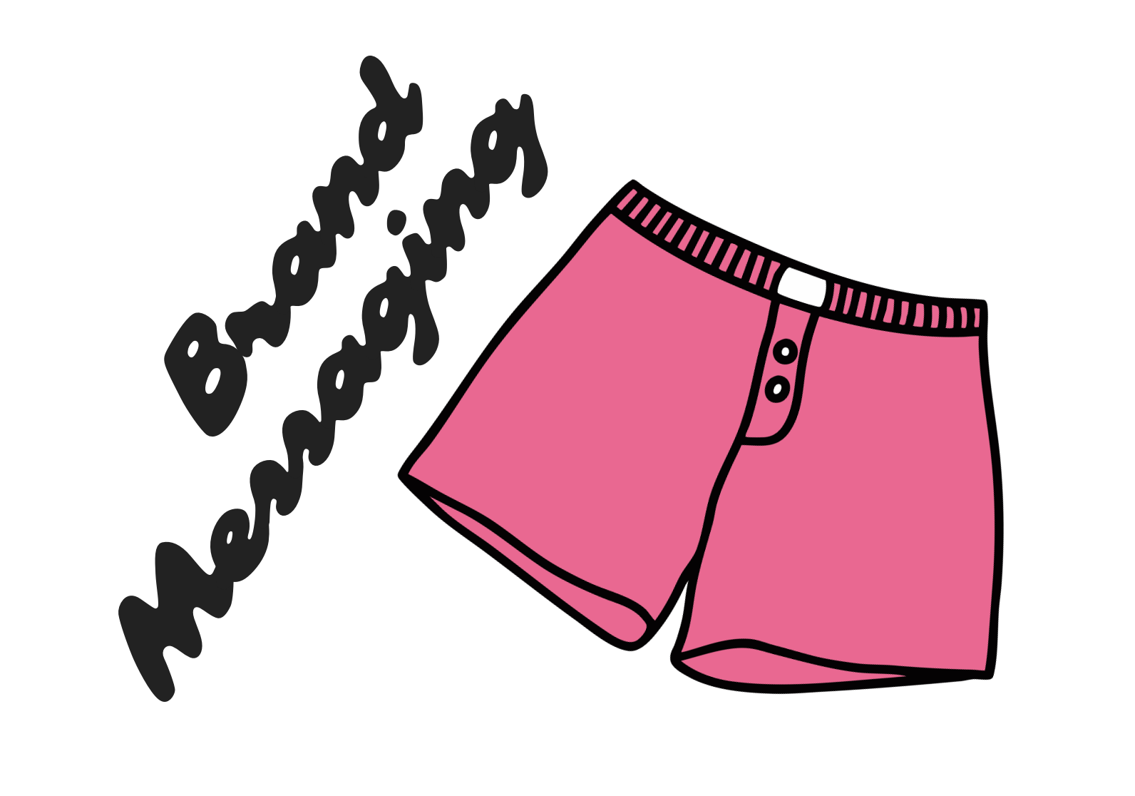 Cartoon illustration of pink boxer's shorts.