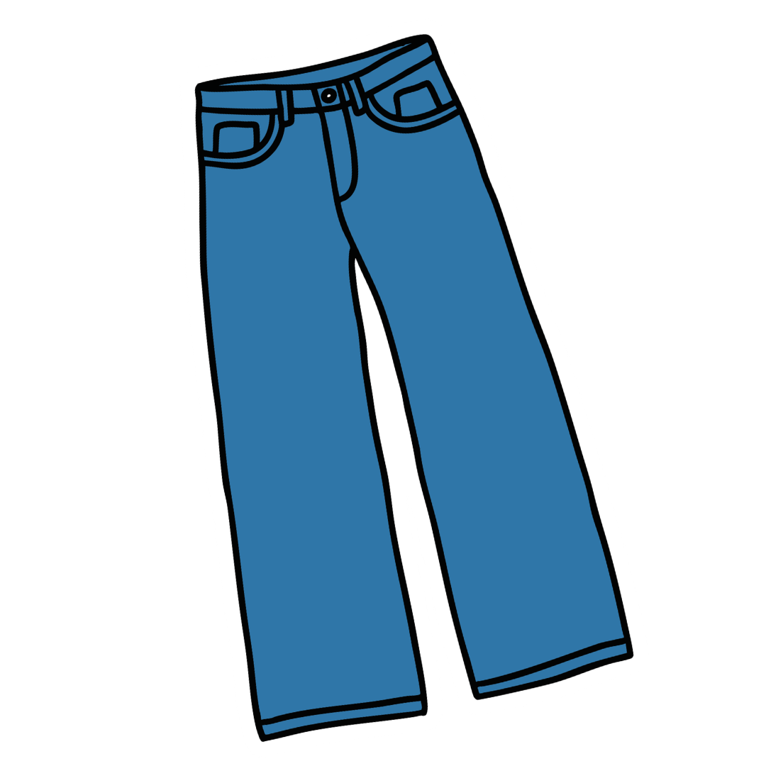 Illustration of a pair of blue jeans