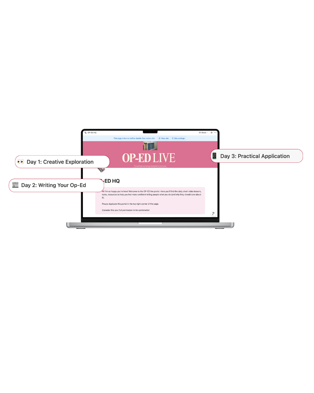 Mockup of a laptop with the words "Op-Ed" on the screen and 3 speech bubbles on top of the screen.