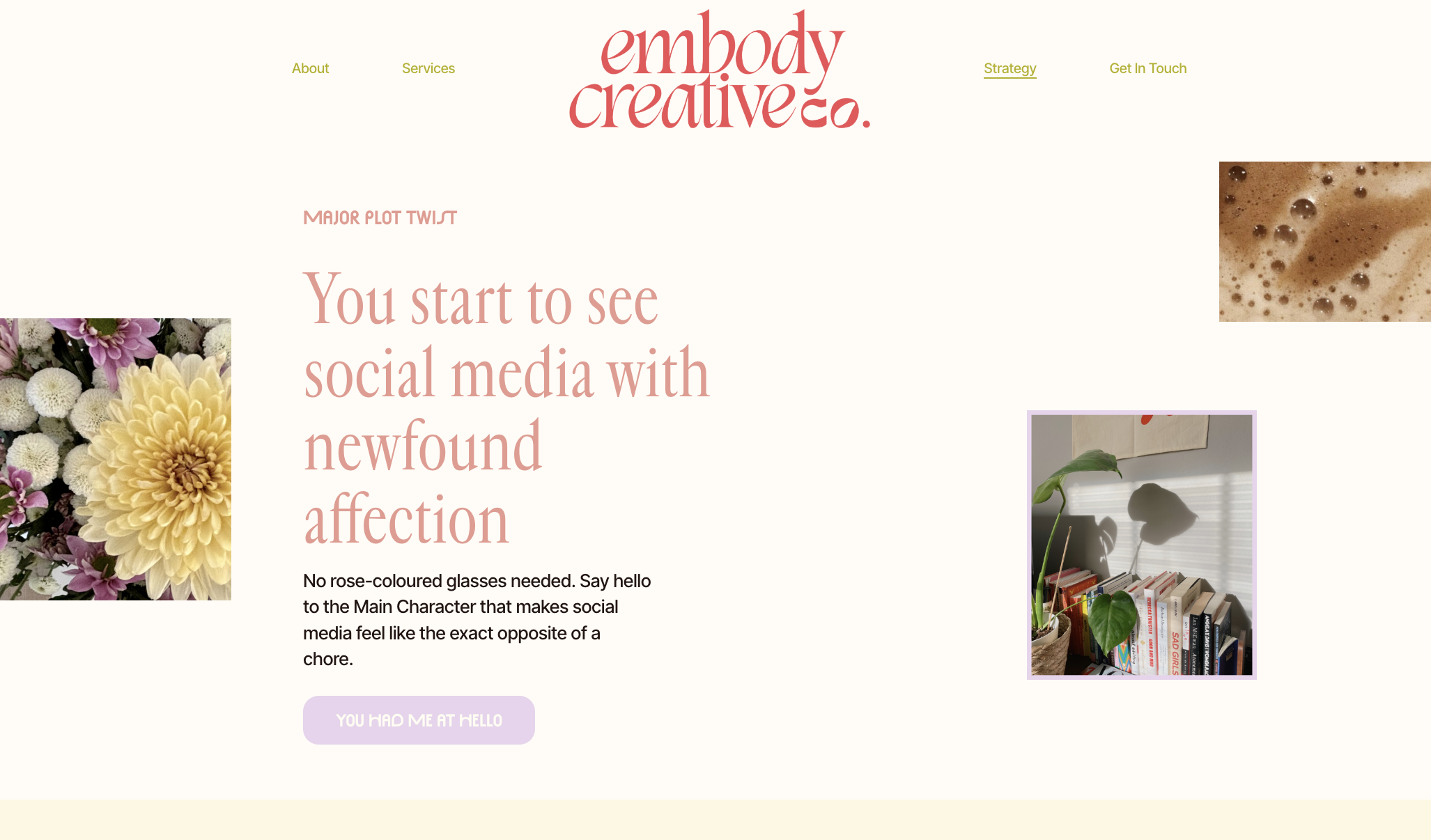 Screenshot of Embody Creative Co's Social Media Strategy Above-the-Fold