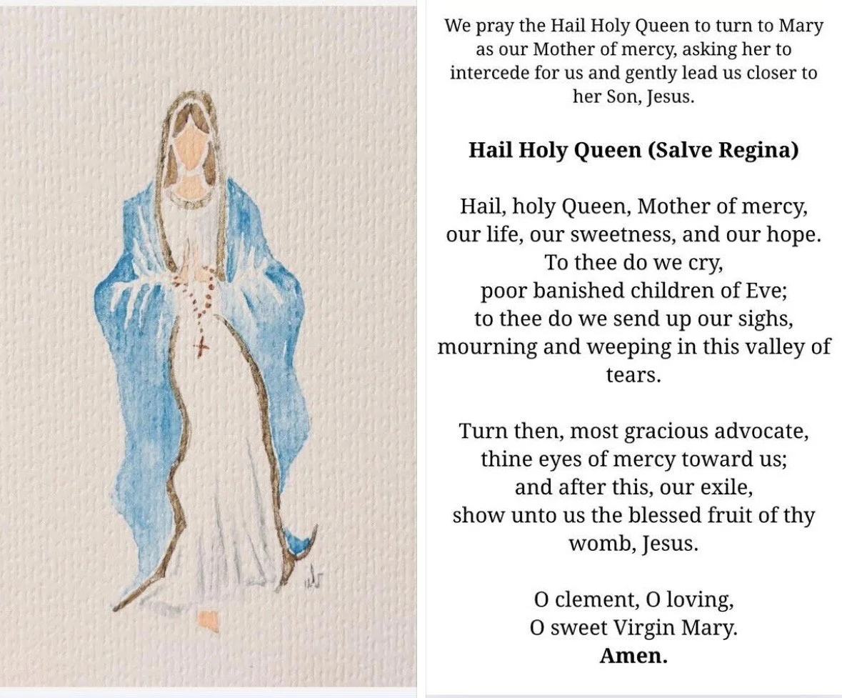Pack of Prayer Cards- 25 pk "Blessed Holy Mother Mary" Sky Blue