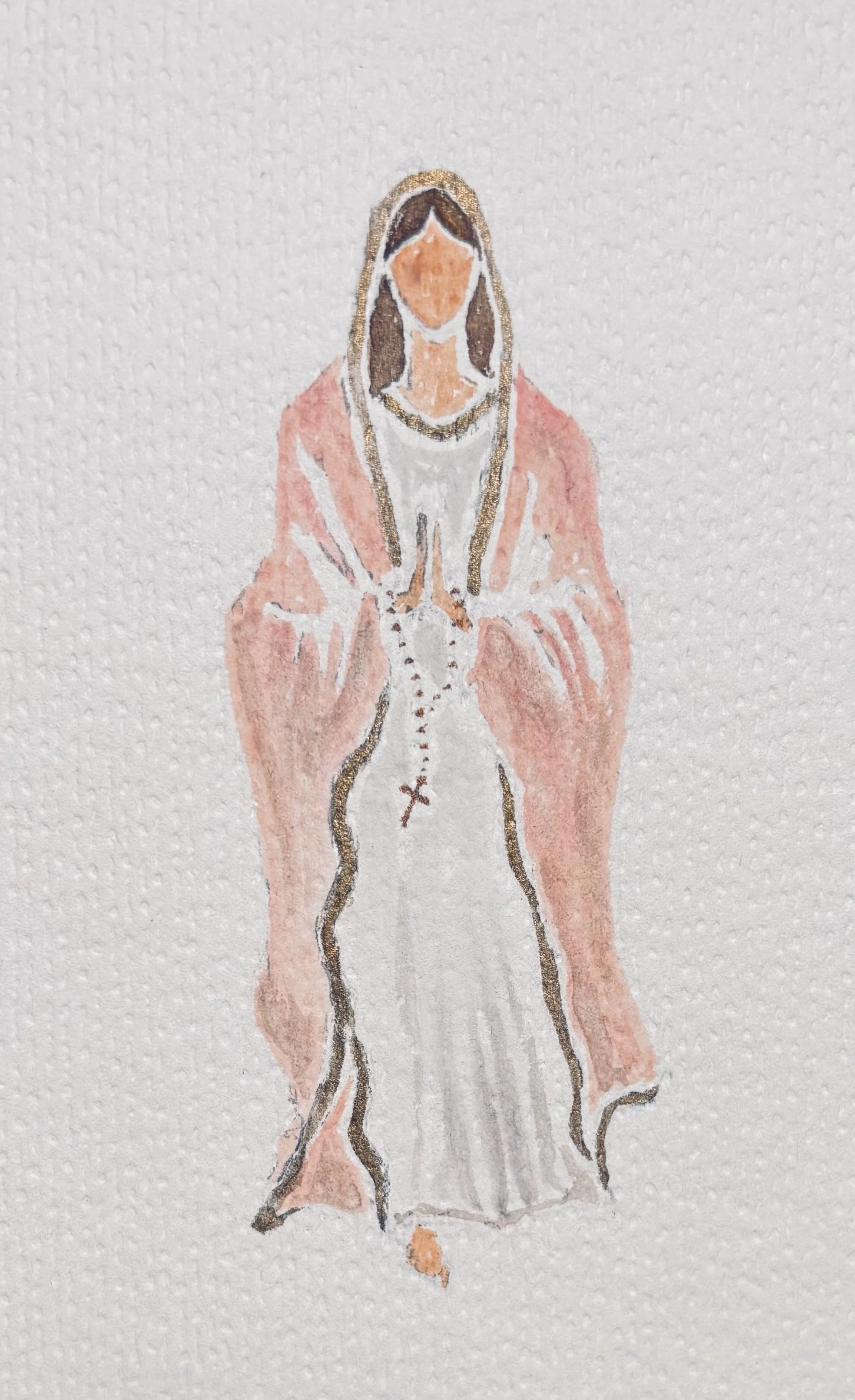 4 x 6 Original  "Blessed Holy Mother" - Blush Pink
